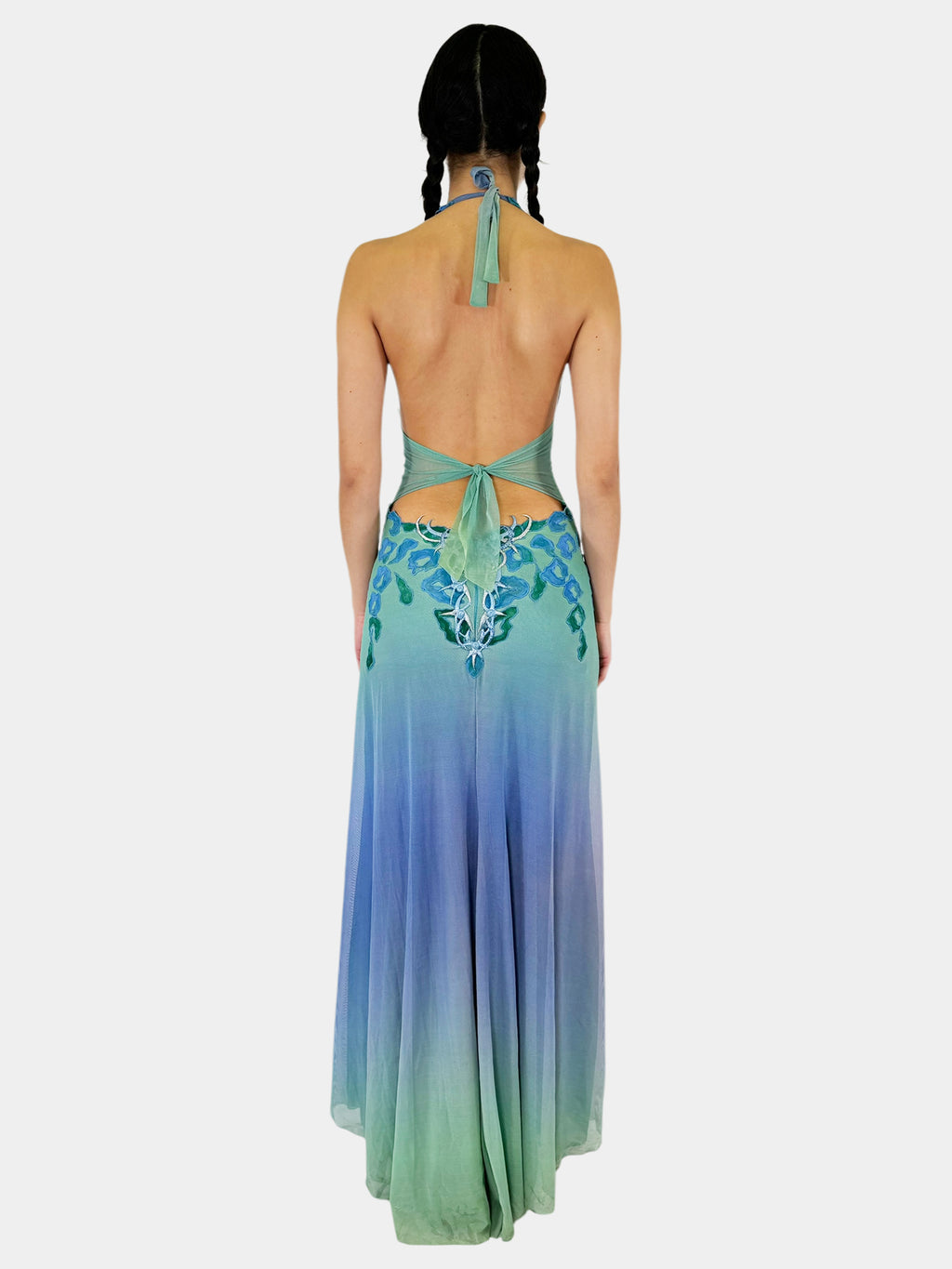 Halter Gradient Rhinestone Gown