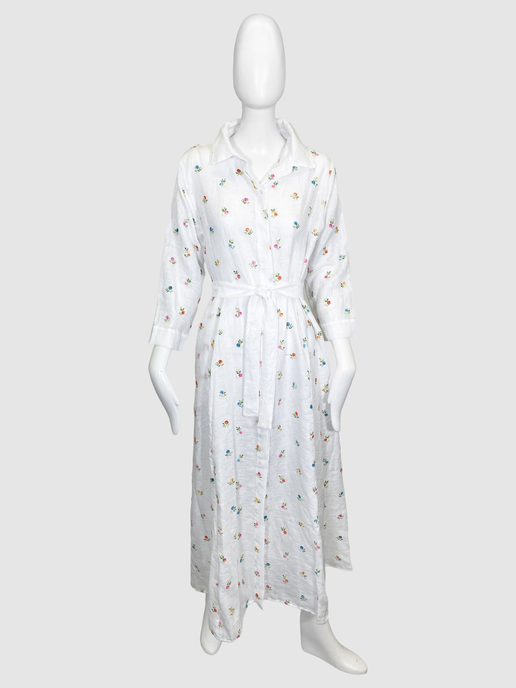 Delfina Linen Floral Print Maxi Dress - Size XL