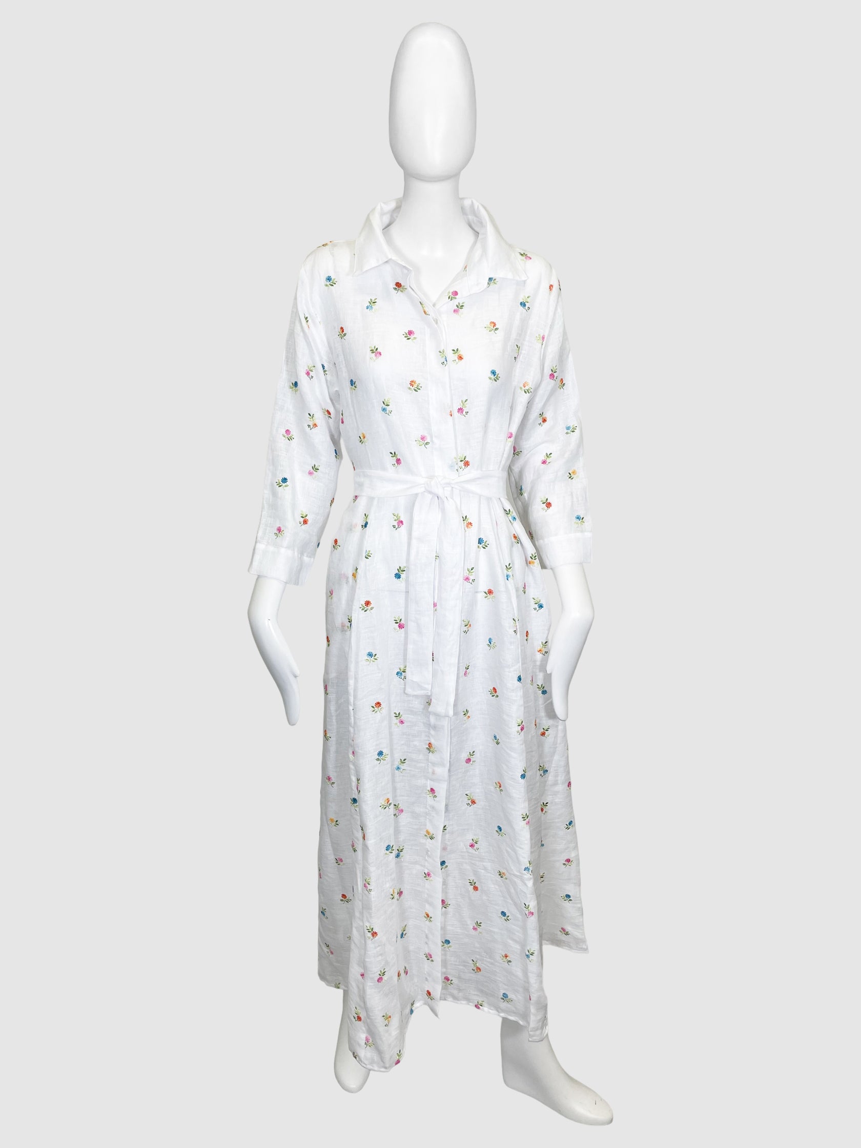 Delfina Linen Floral Print Maxi Dress - Size XL