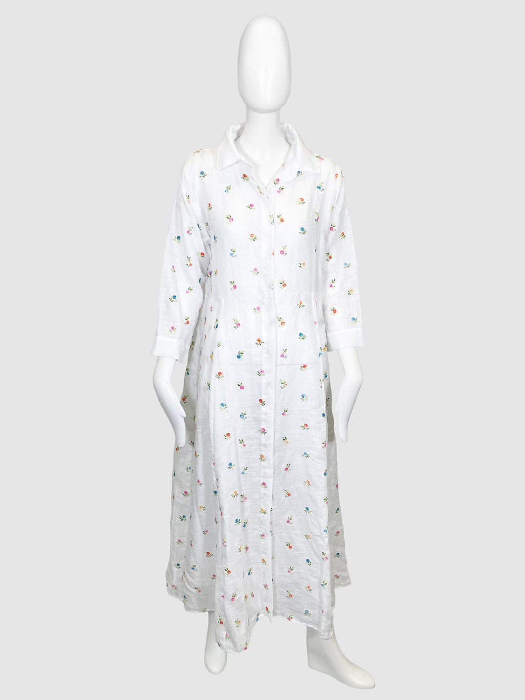 Delfina Linen Floral Print Maxi Dress - Size XL