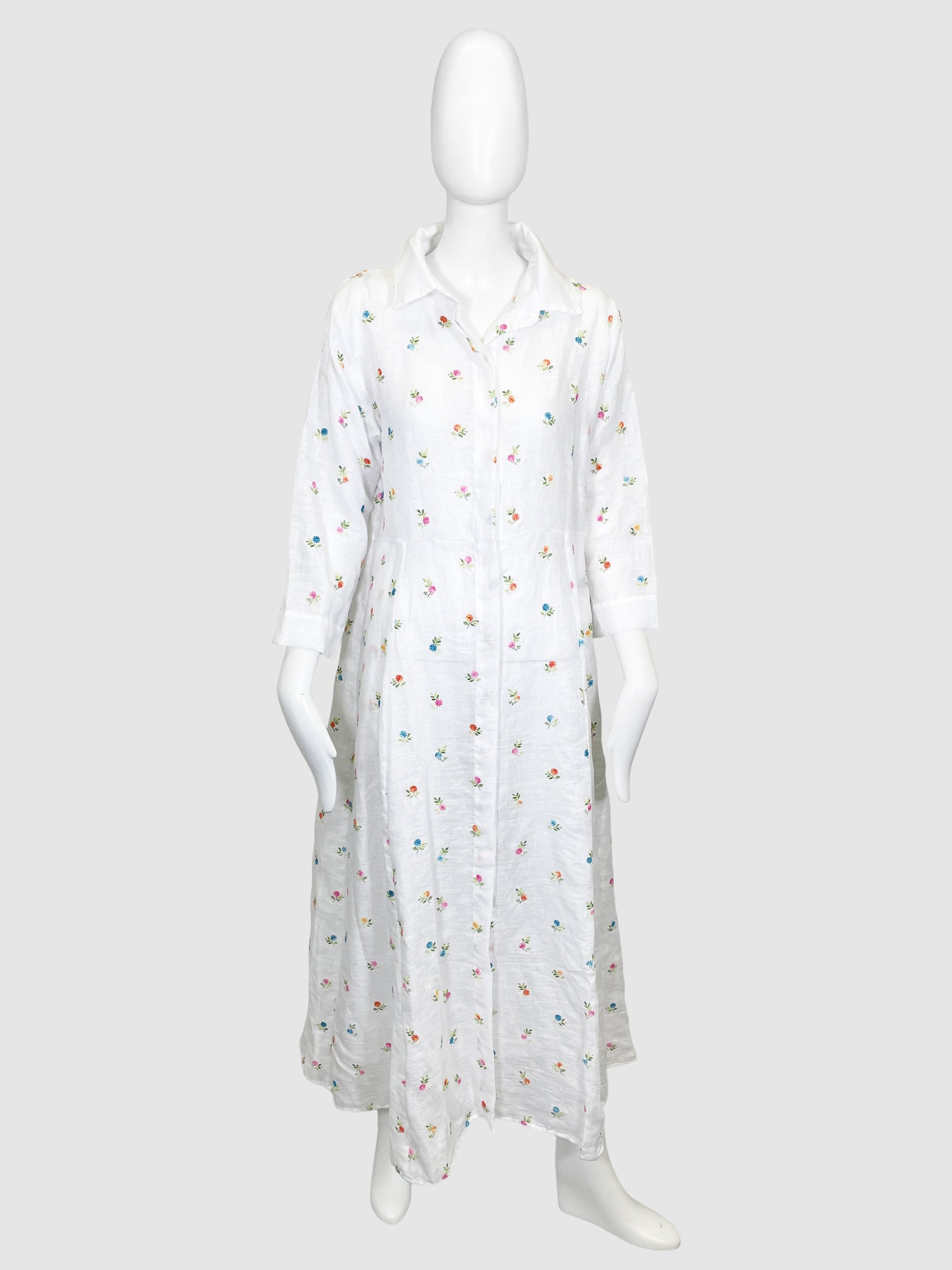 Delfina Linen Floral Print Maxi Dress - Size XL