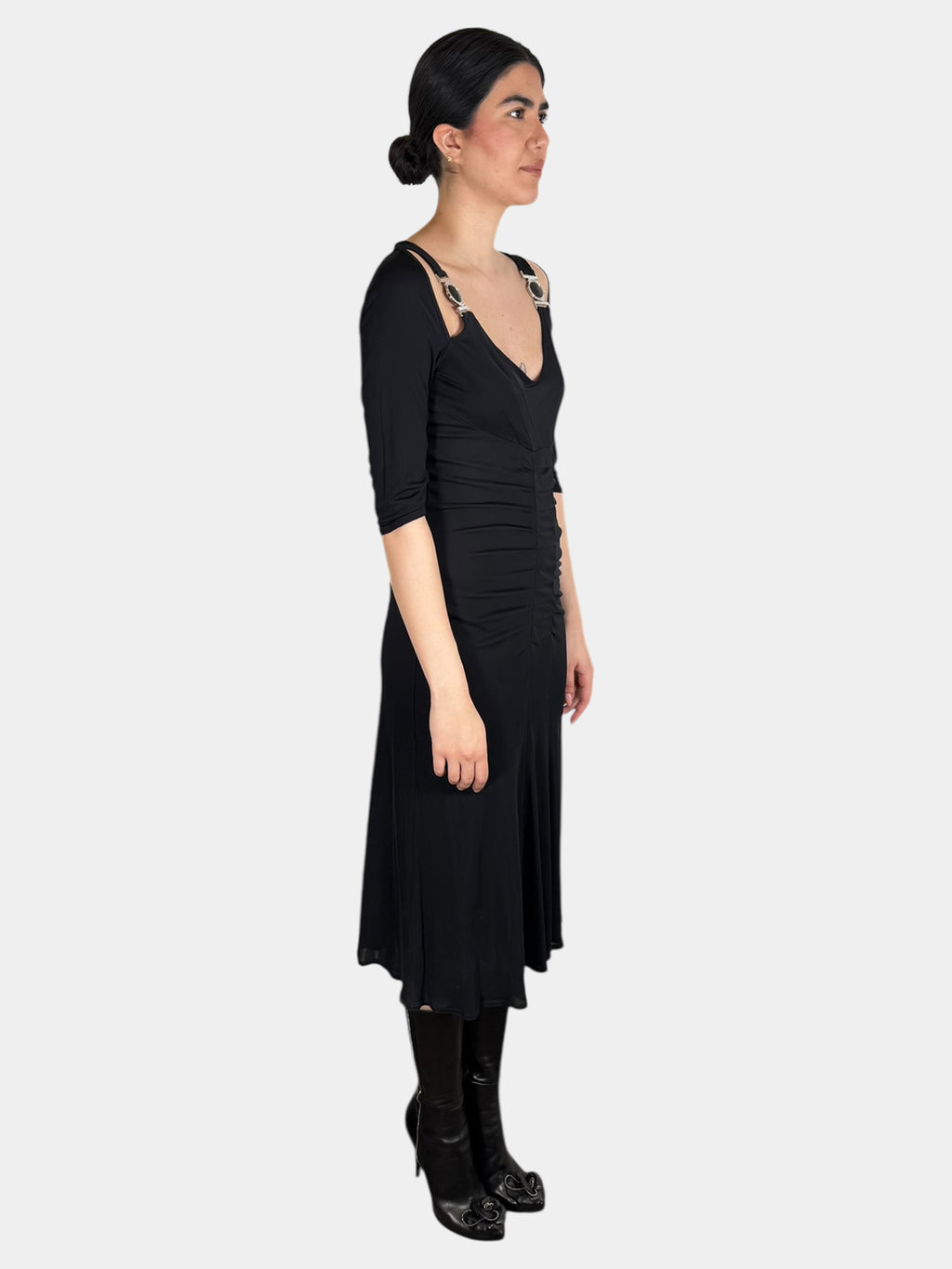 Medusa Sheer Ruched Midi Dress