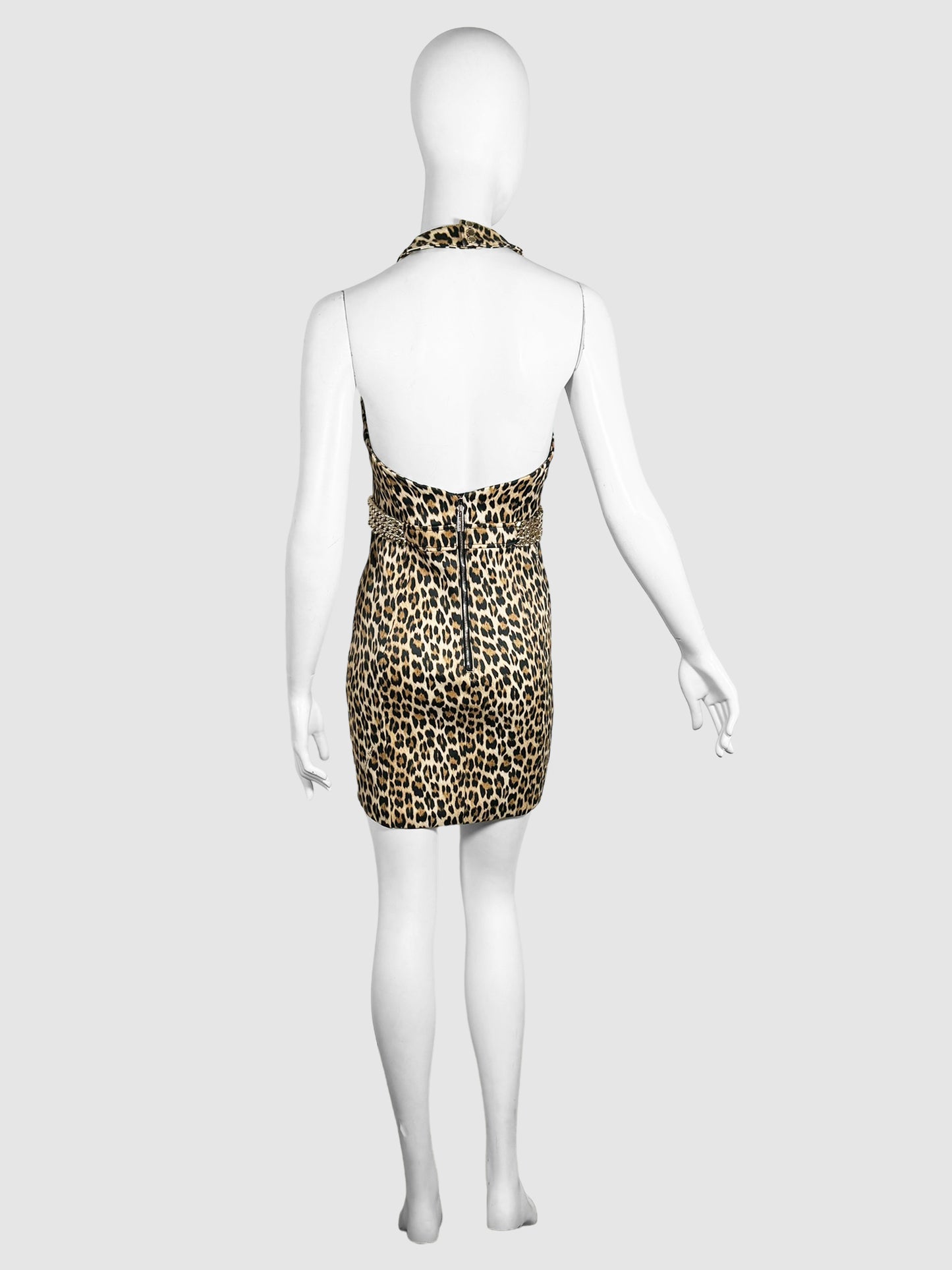 Leopard Print Halter Dress - Size 42