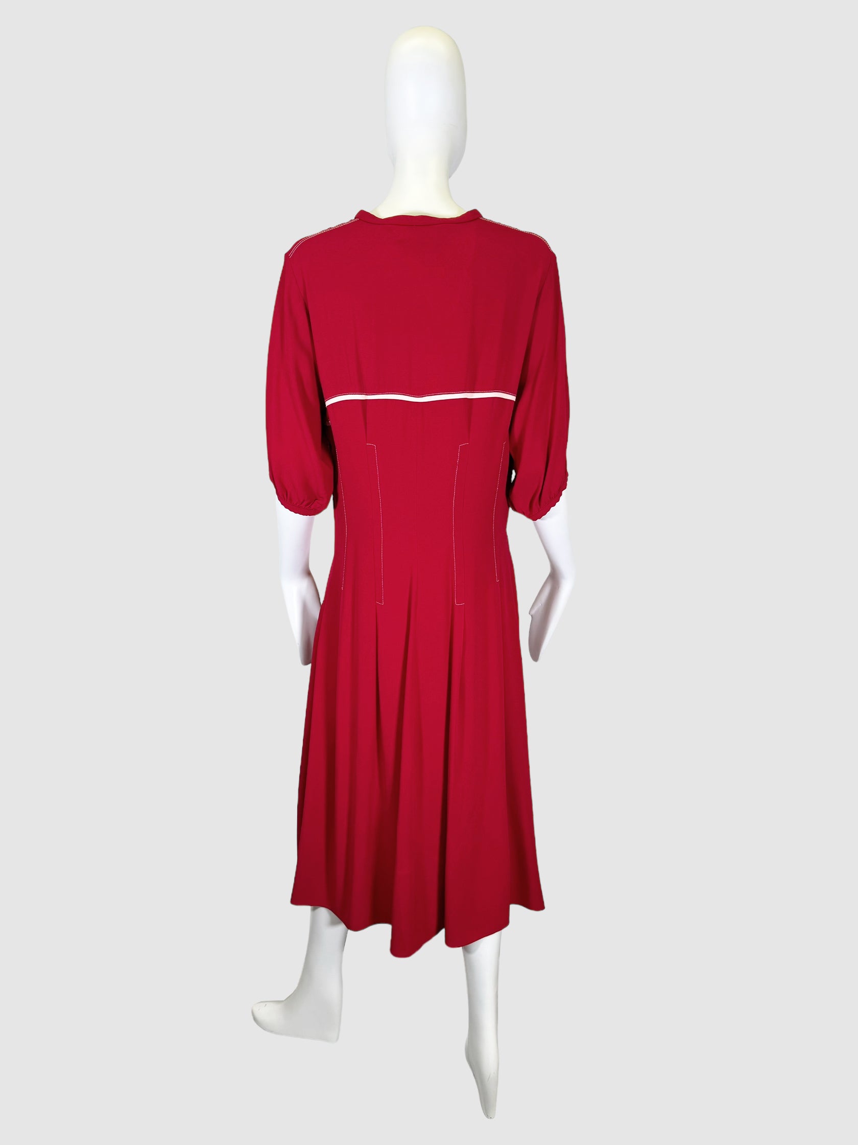 Marni V-Neck Pleated Midi Dress - Size 46