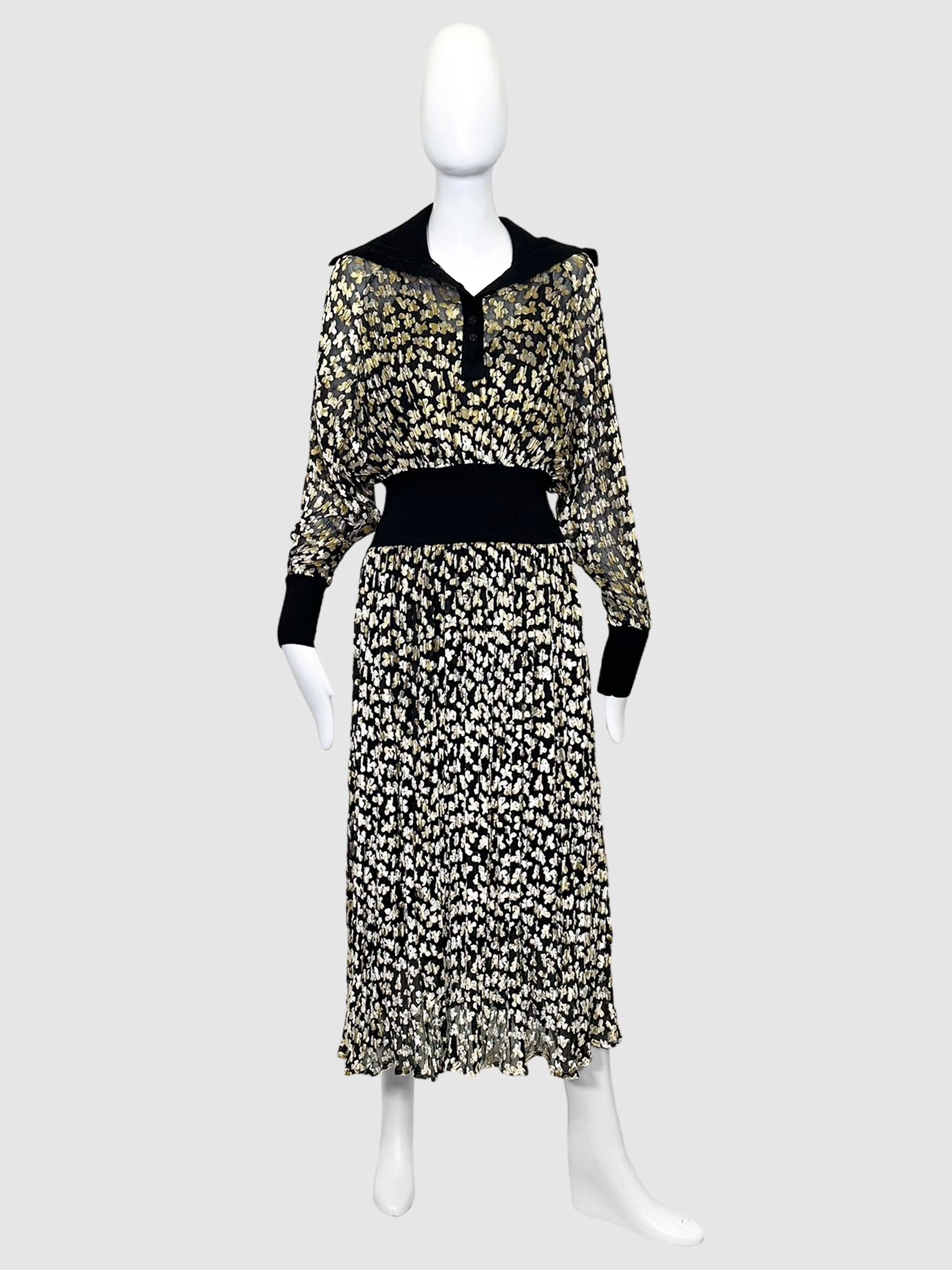 Tory Burch Floral Print Mesh and Velvet Maxi Dress - Size 4