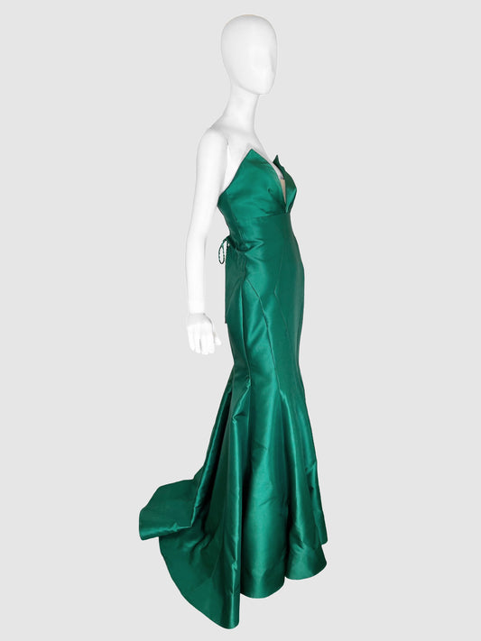 Alfabeta Strapless Satin Gown - Size 2