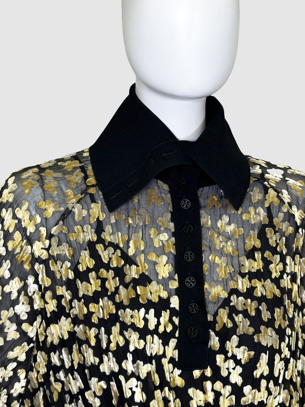 Tory Burch Floral Print Mesh and Velvet Maxi Dress - Size 4