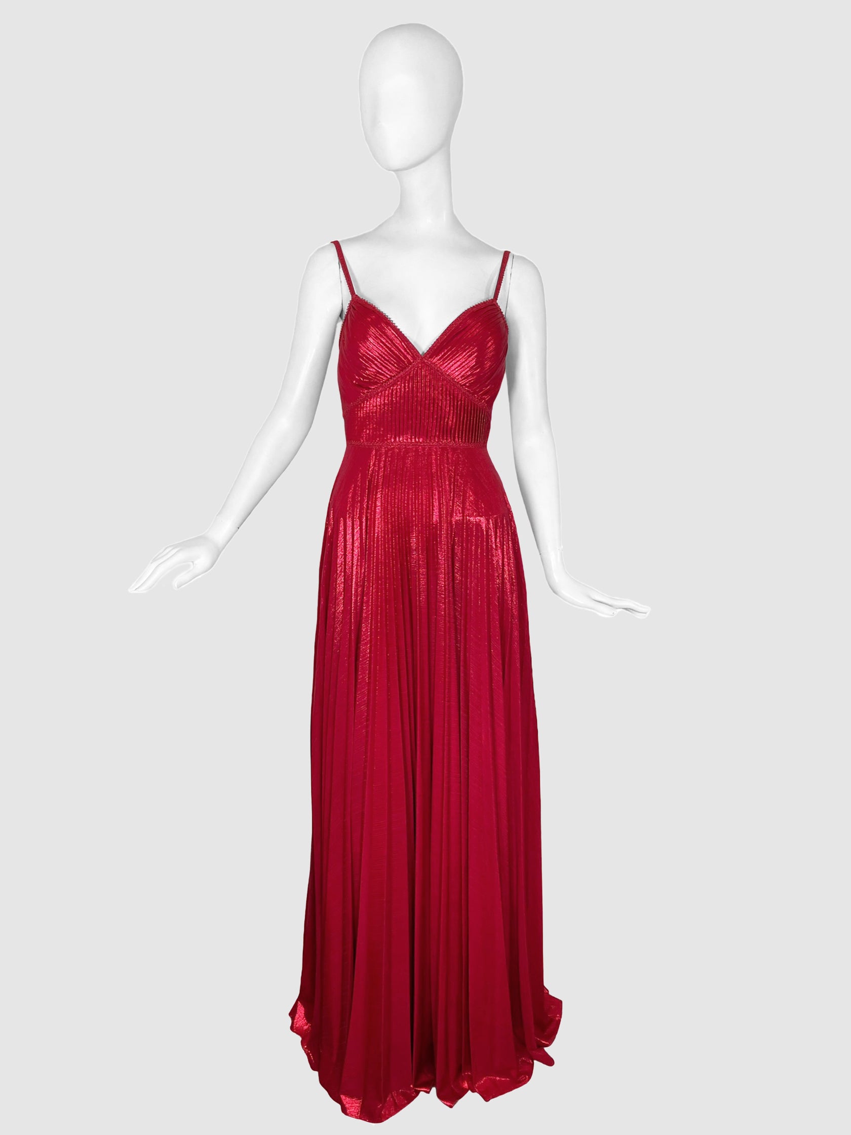 strapless open back dress Marchesa Notte Pleated Gown