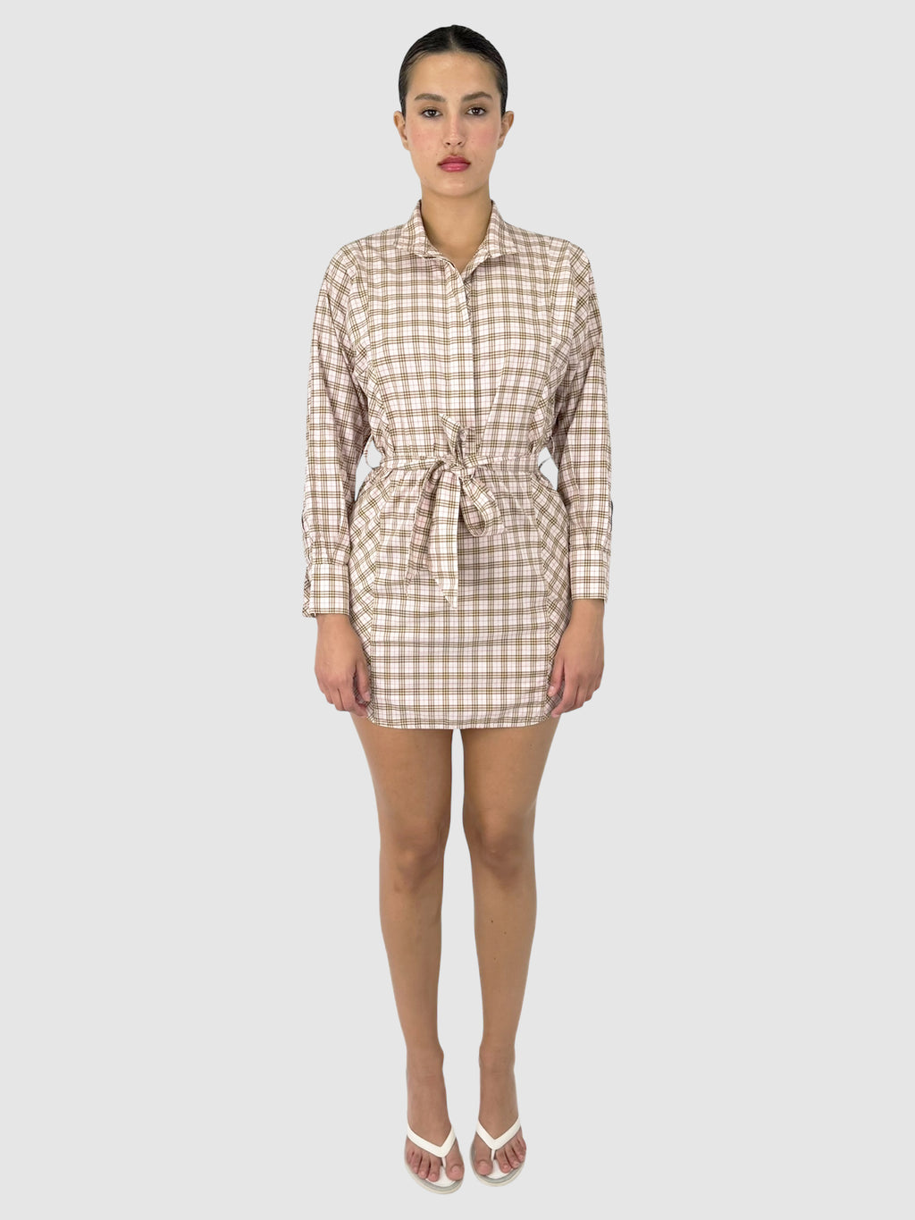 Belted Check Dress