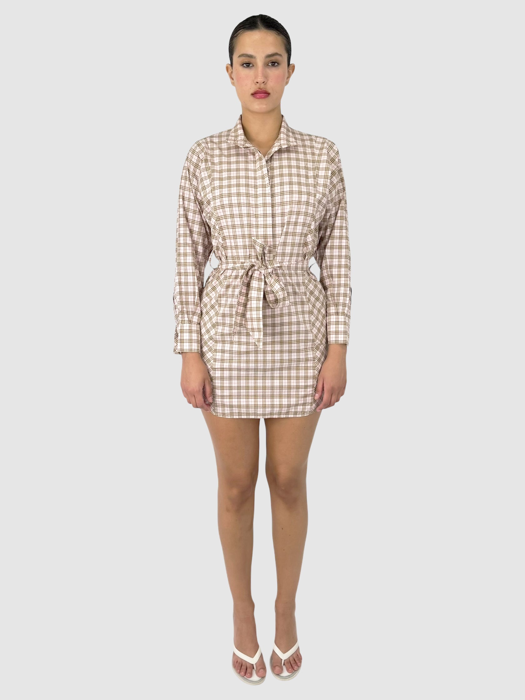 Belted Check Dress