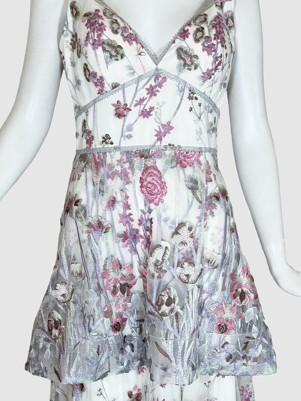 Marchesa Notte Tiered Floral Print Maxi Dress - Size 4