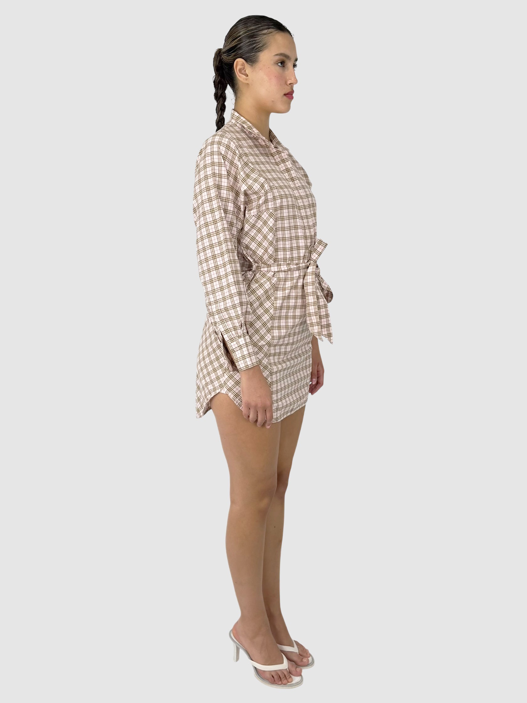 Belted Check Dress