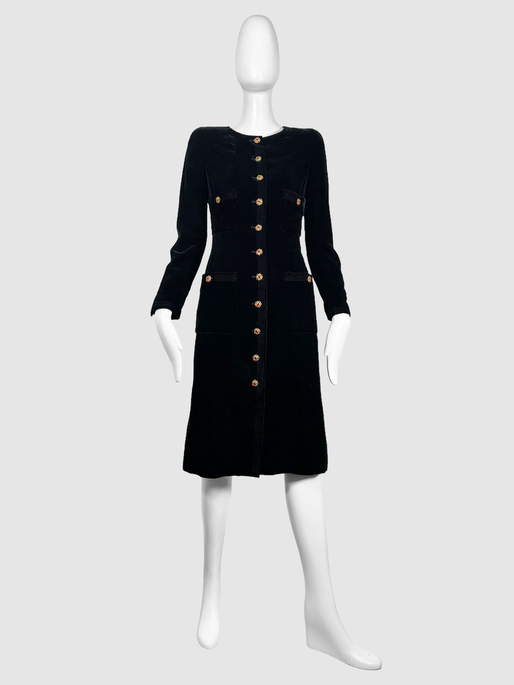 Velvet Gripoix Button-Up Dress - Size 36