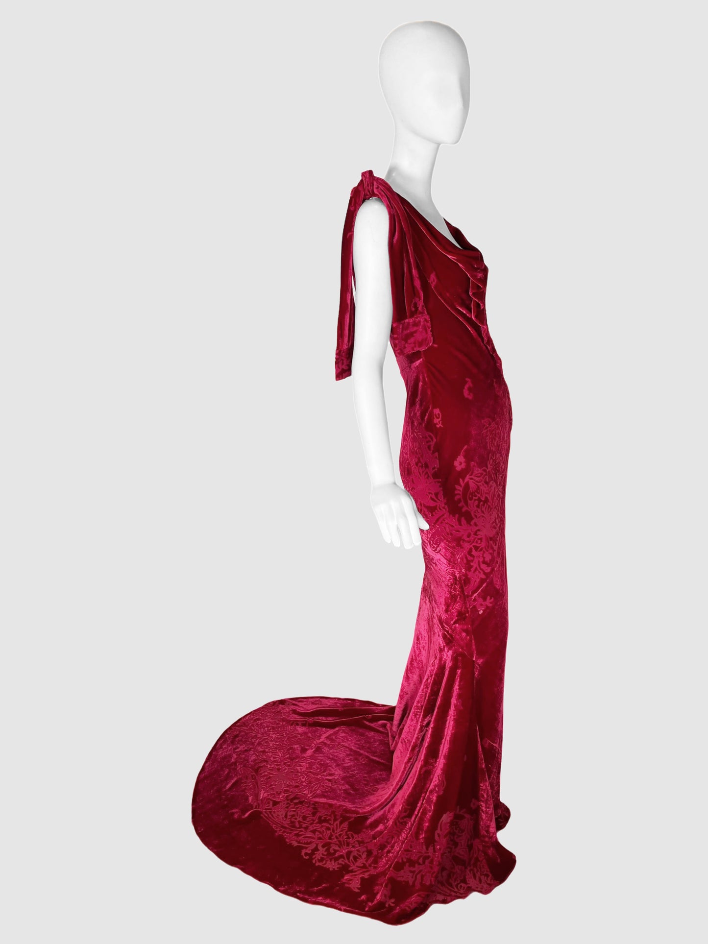 John Galliano Vintage Velvet Jacquard Evening Gown - Size 6