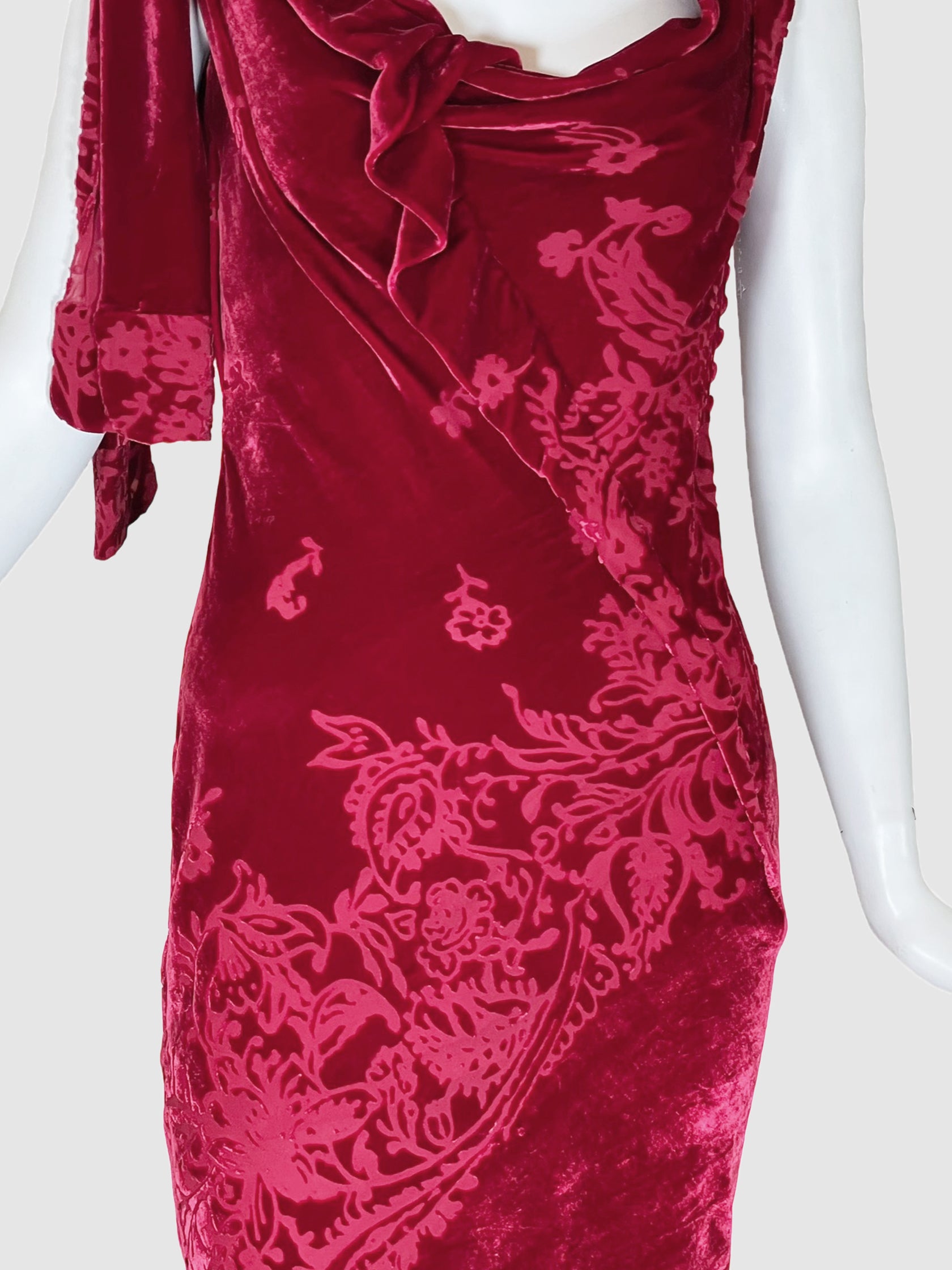 John Galliano Vintage Velvet Jacquard Evening Gown - Size 6