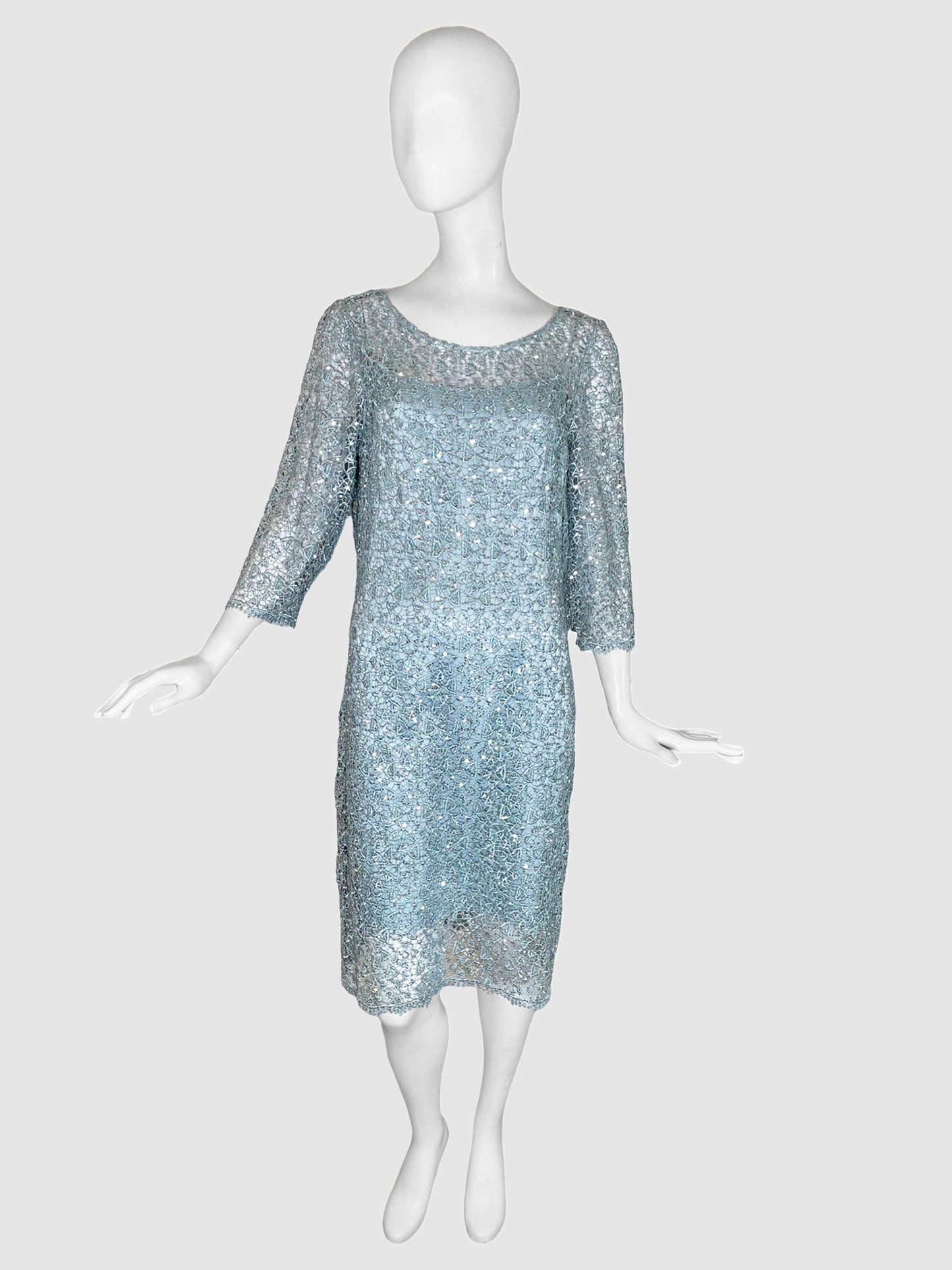 Kay Unger Shimmery Lace Midi Dress - Size 16