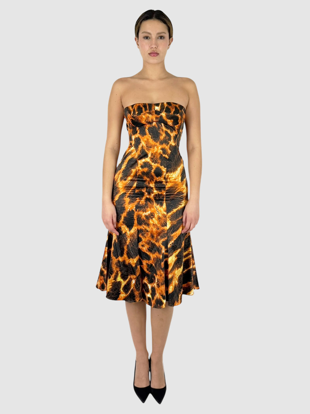 Giraffe Print Satin Dress