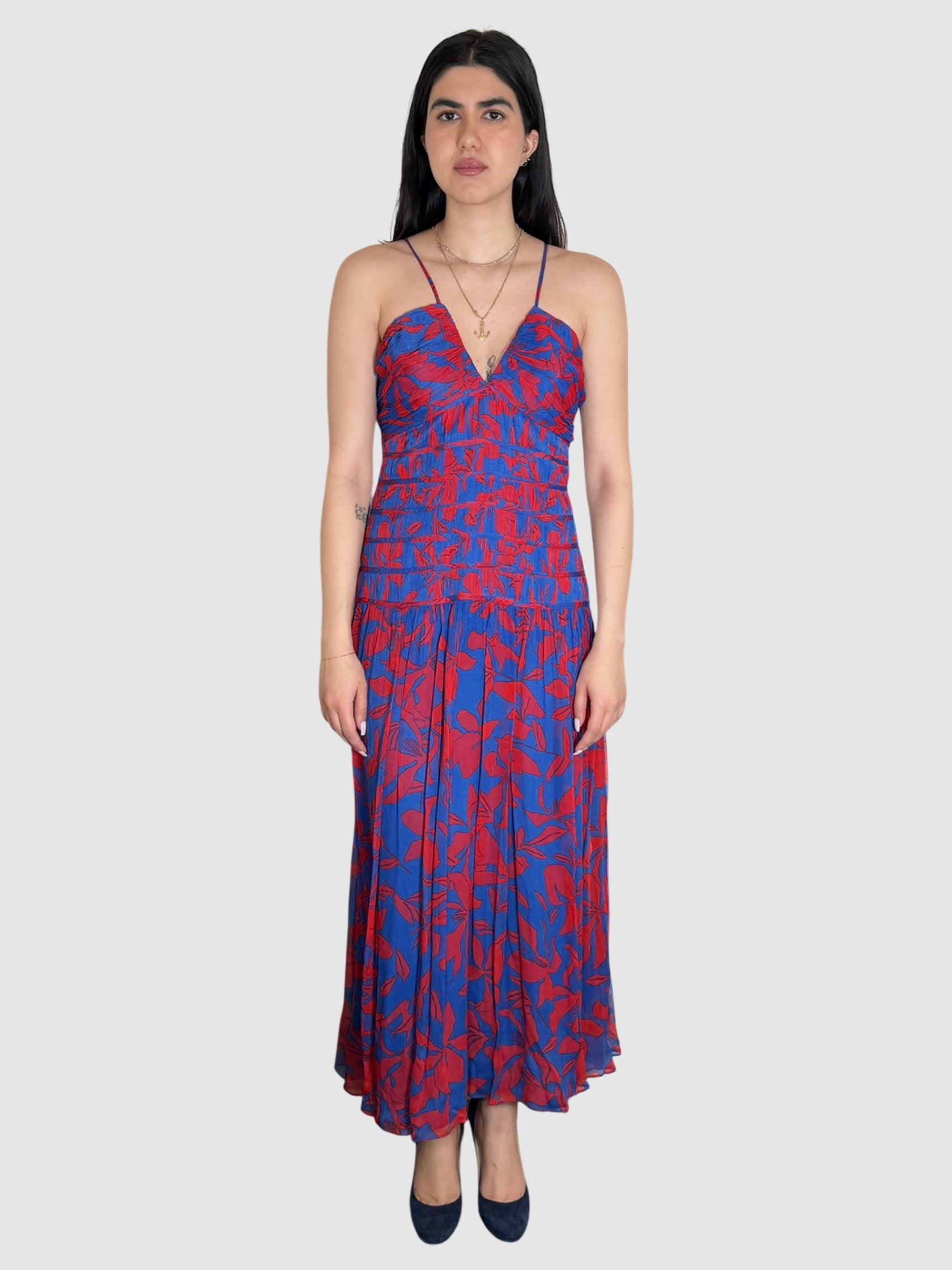 Floral Plunge Midi Dress