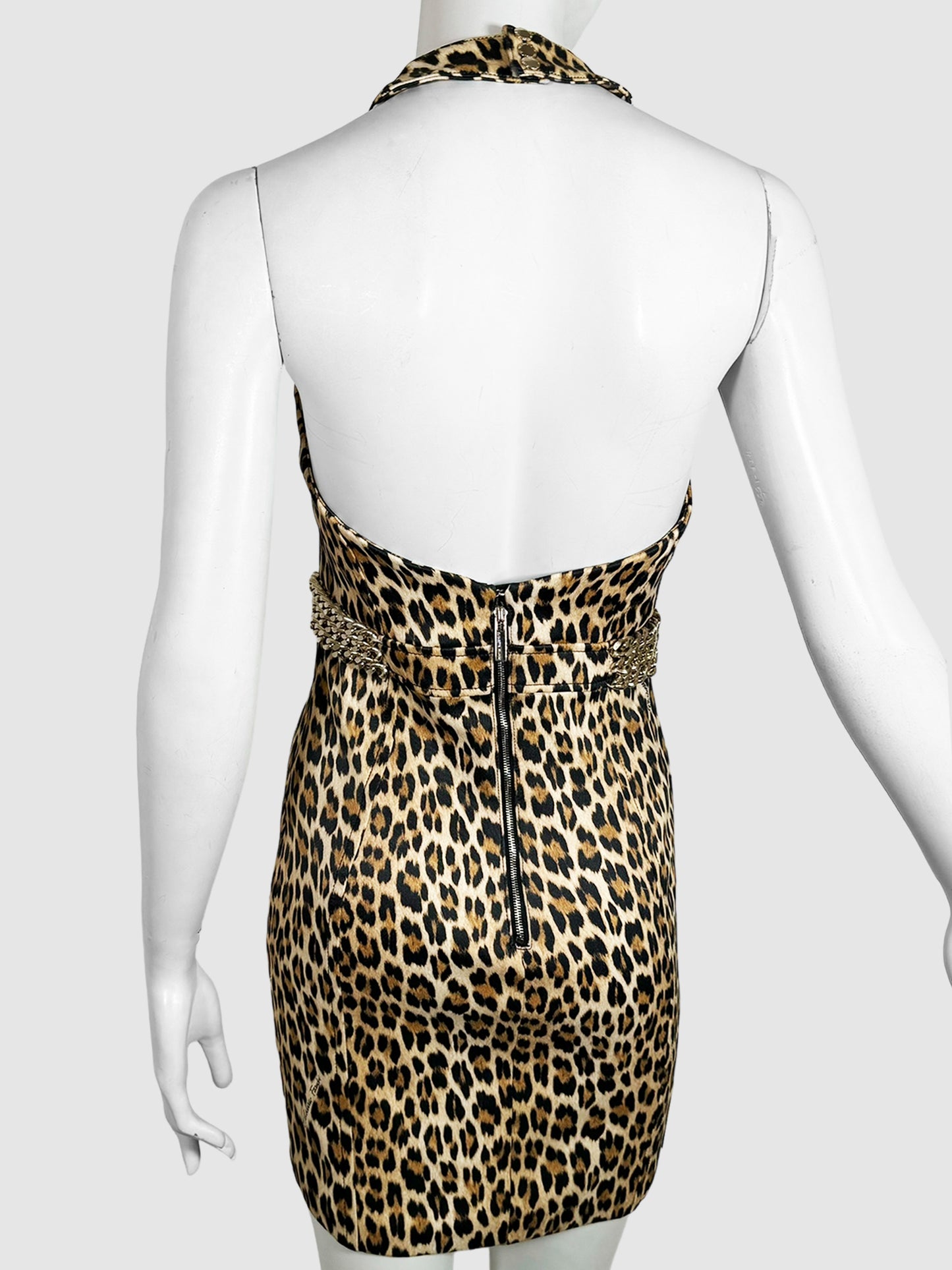 Leopard Print Halter Dress - Size 42