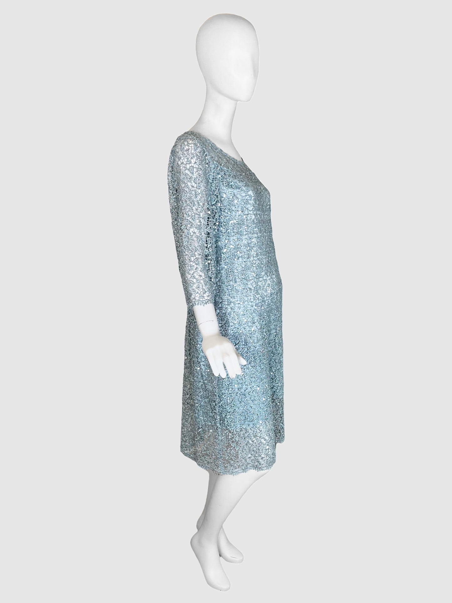 Kay Unger Shimmery Lace Midi Dress - Size 16