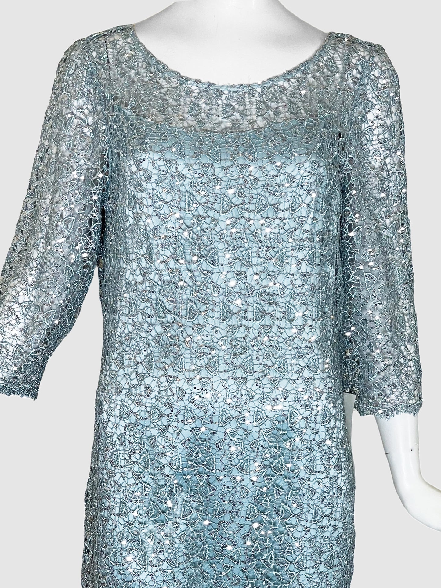 Kay Unger Shimmery Lace Midi Dress - Size 16