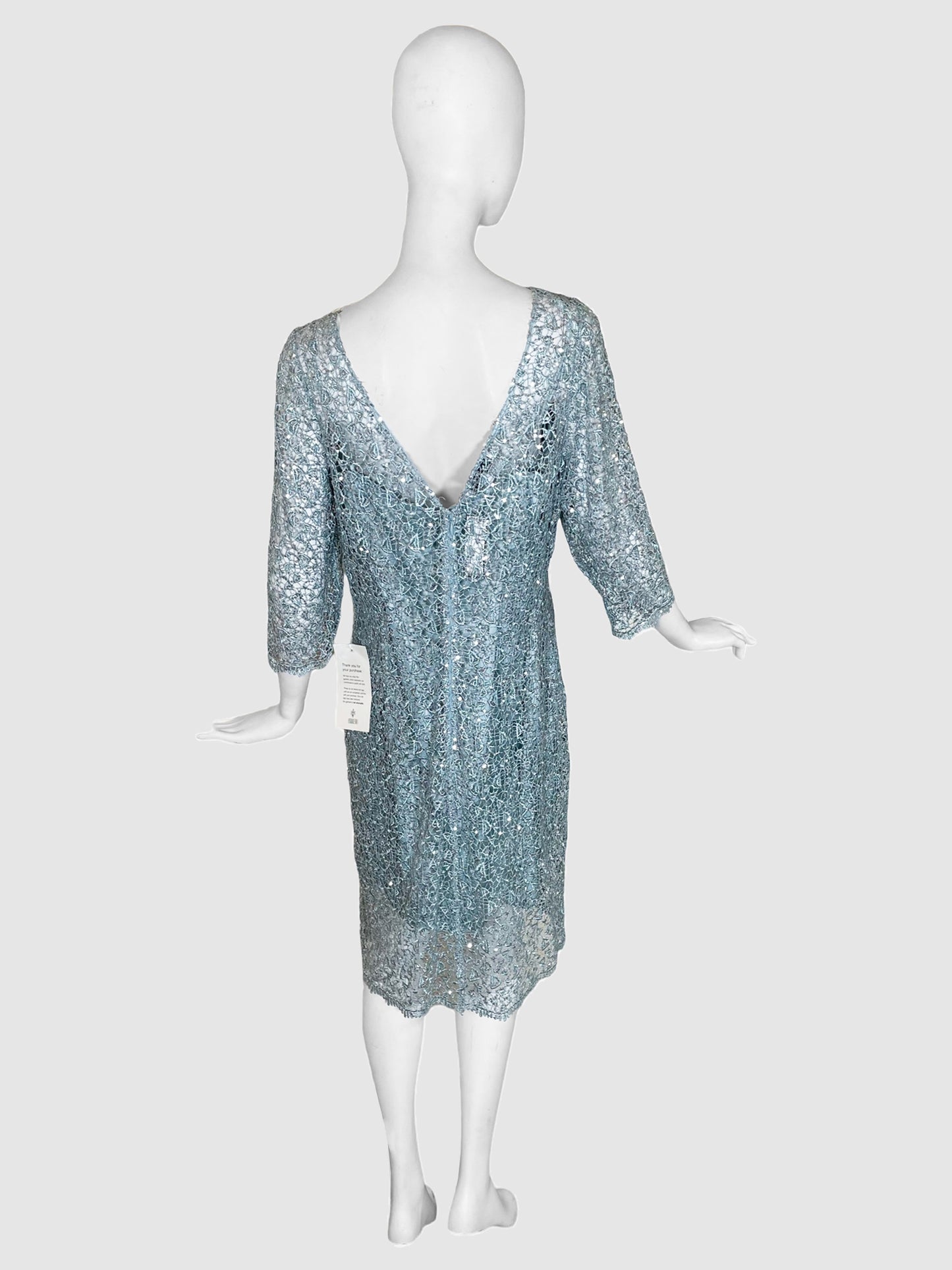 Kay Unger Shimmery Lace Midi Dress - Size 16