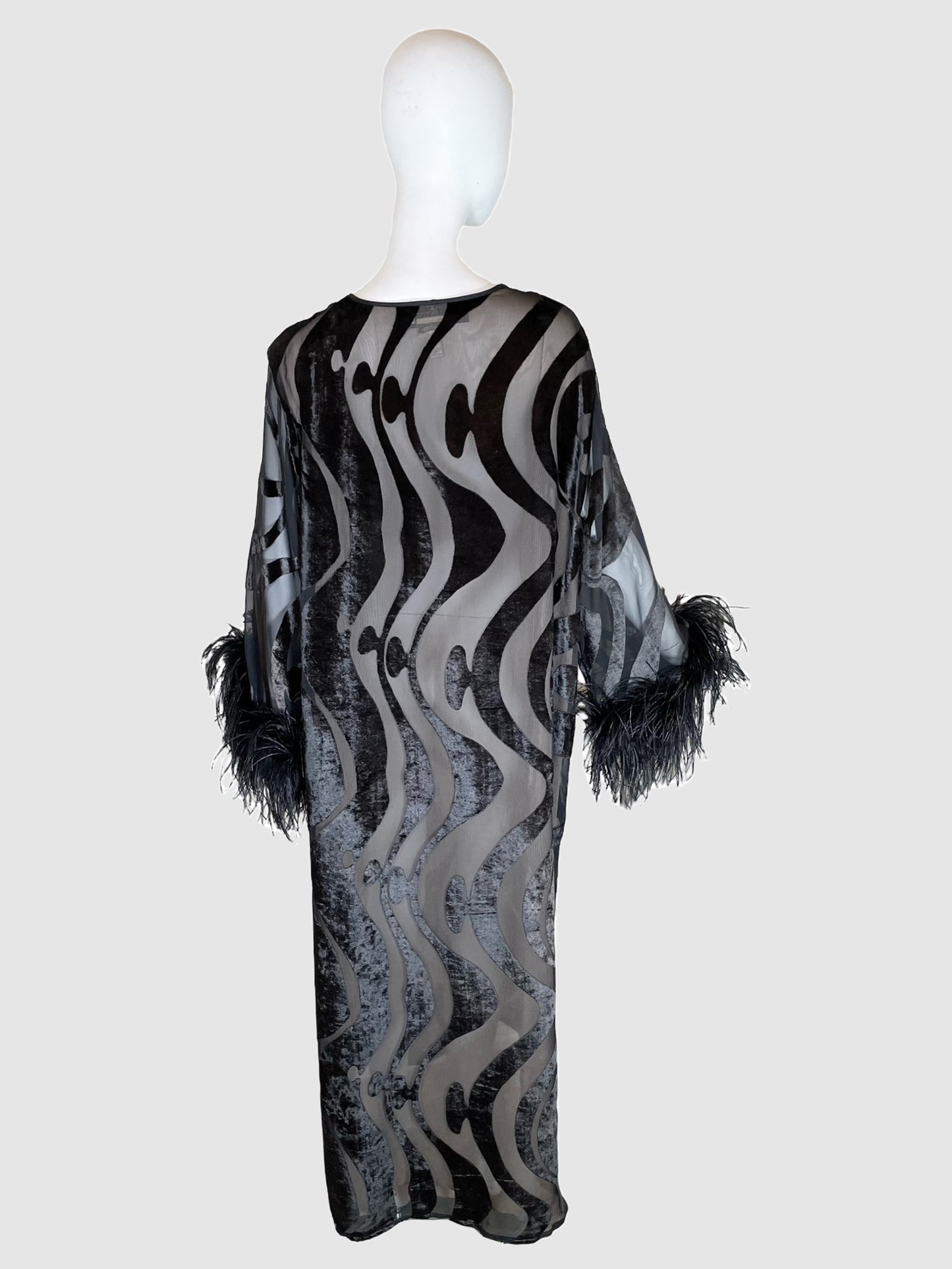 Valentino Feather Trim Maxi Dress - Size L
