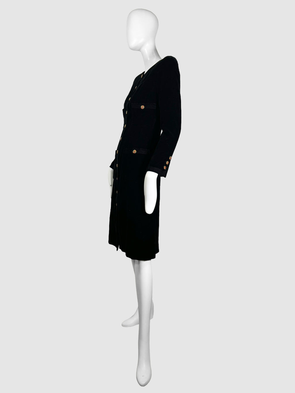 Velvet Gripoix Button-Up Dress - Size 36