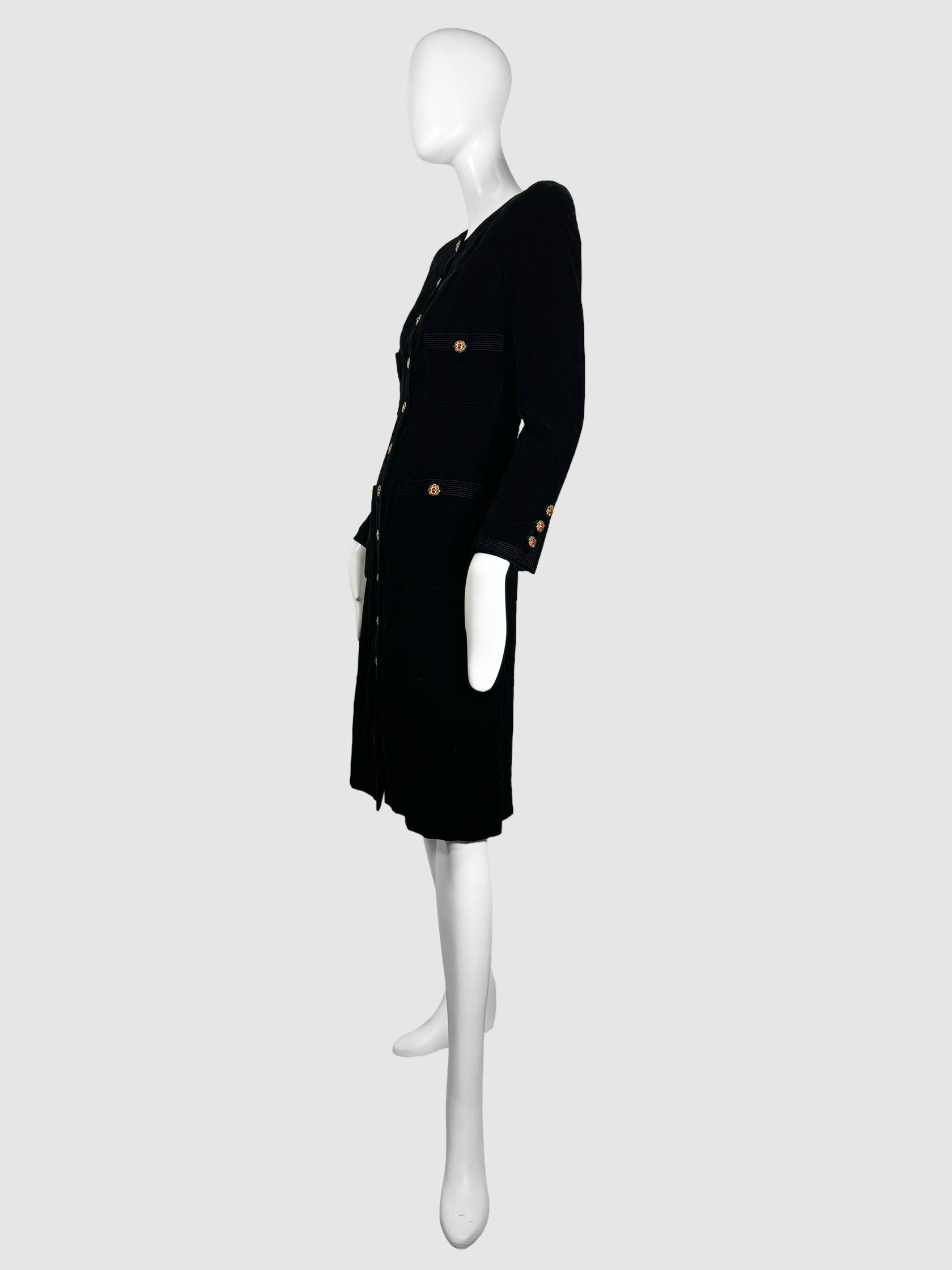 Velvet Gripoix Button-Up Dress - Size 36