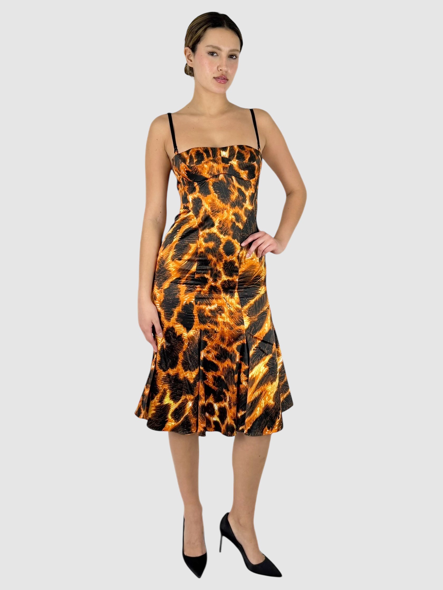 Giraffe Print Satin Dress