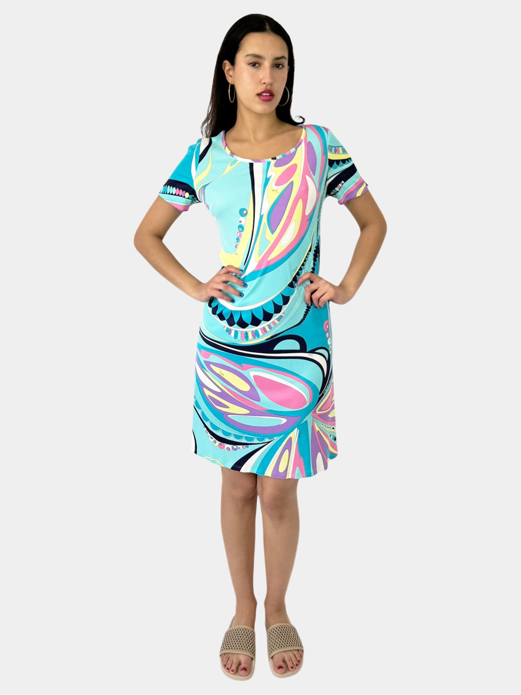 Abstract Print Scoop Neck Dress