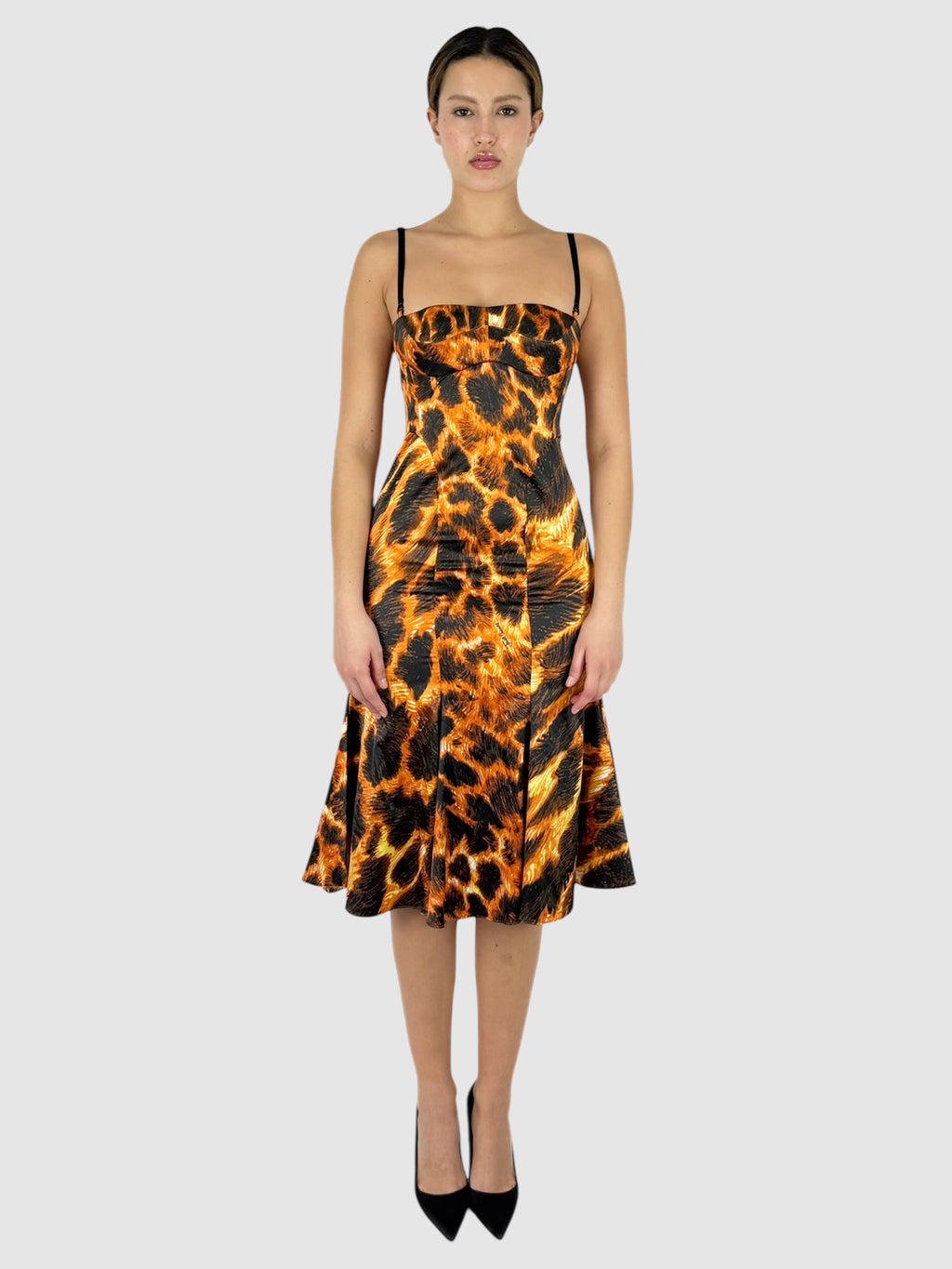 Giraffe Print Satin Dress