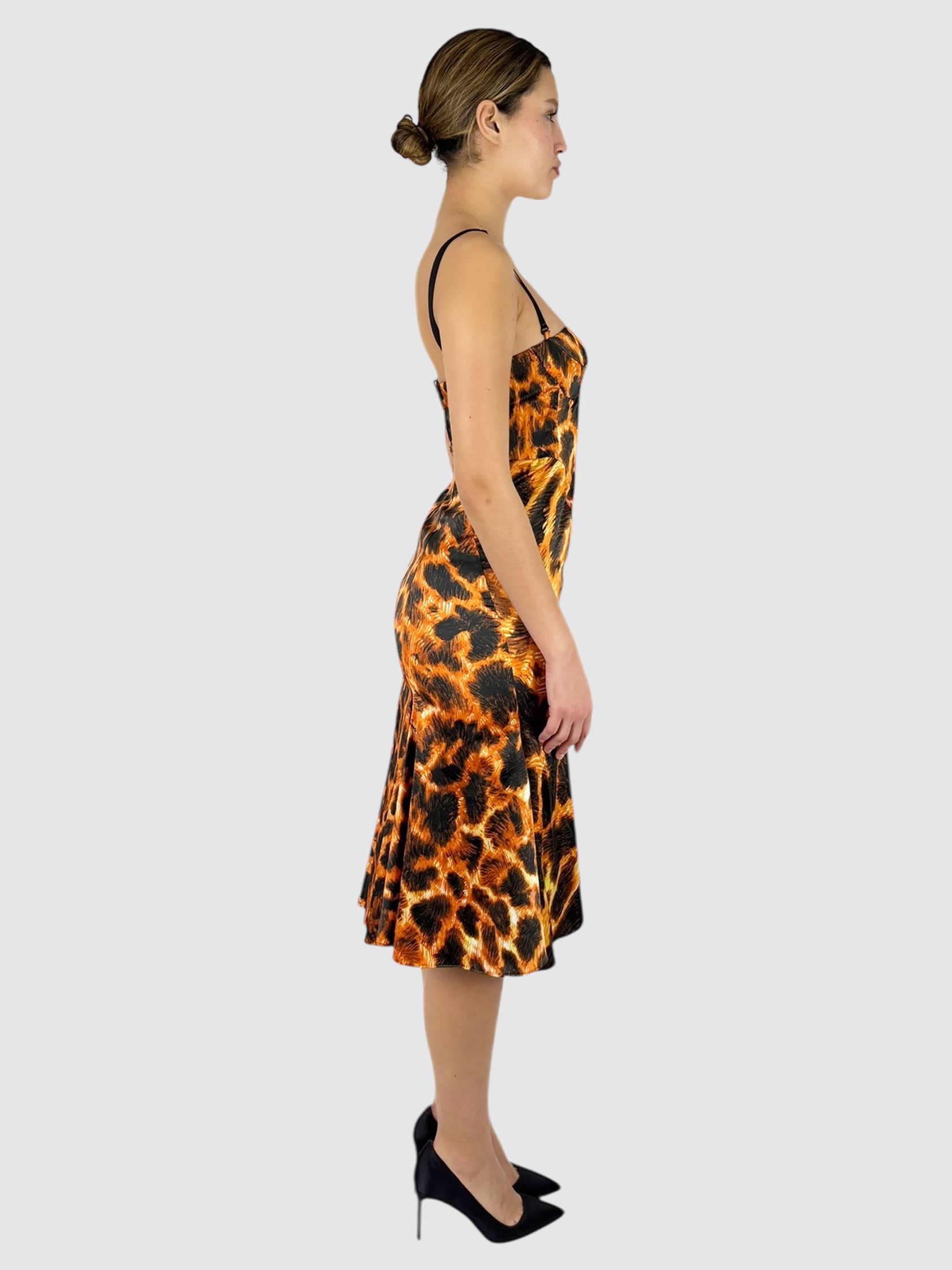 Giraffe Print Satin Dress