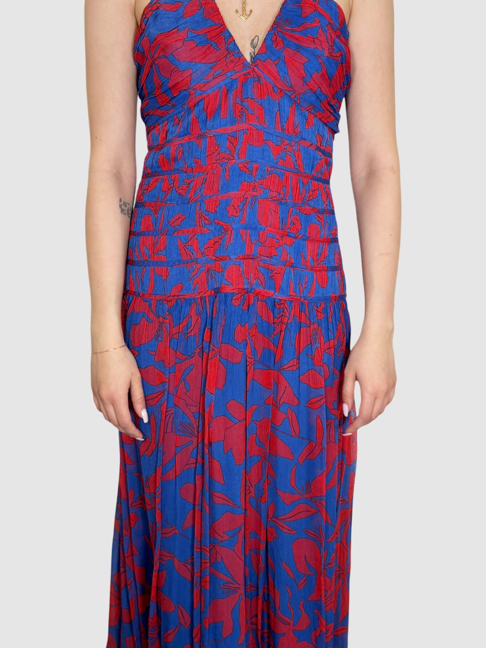 Floral Plunge Midi Dress