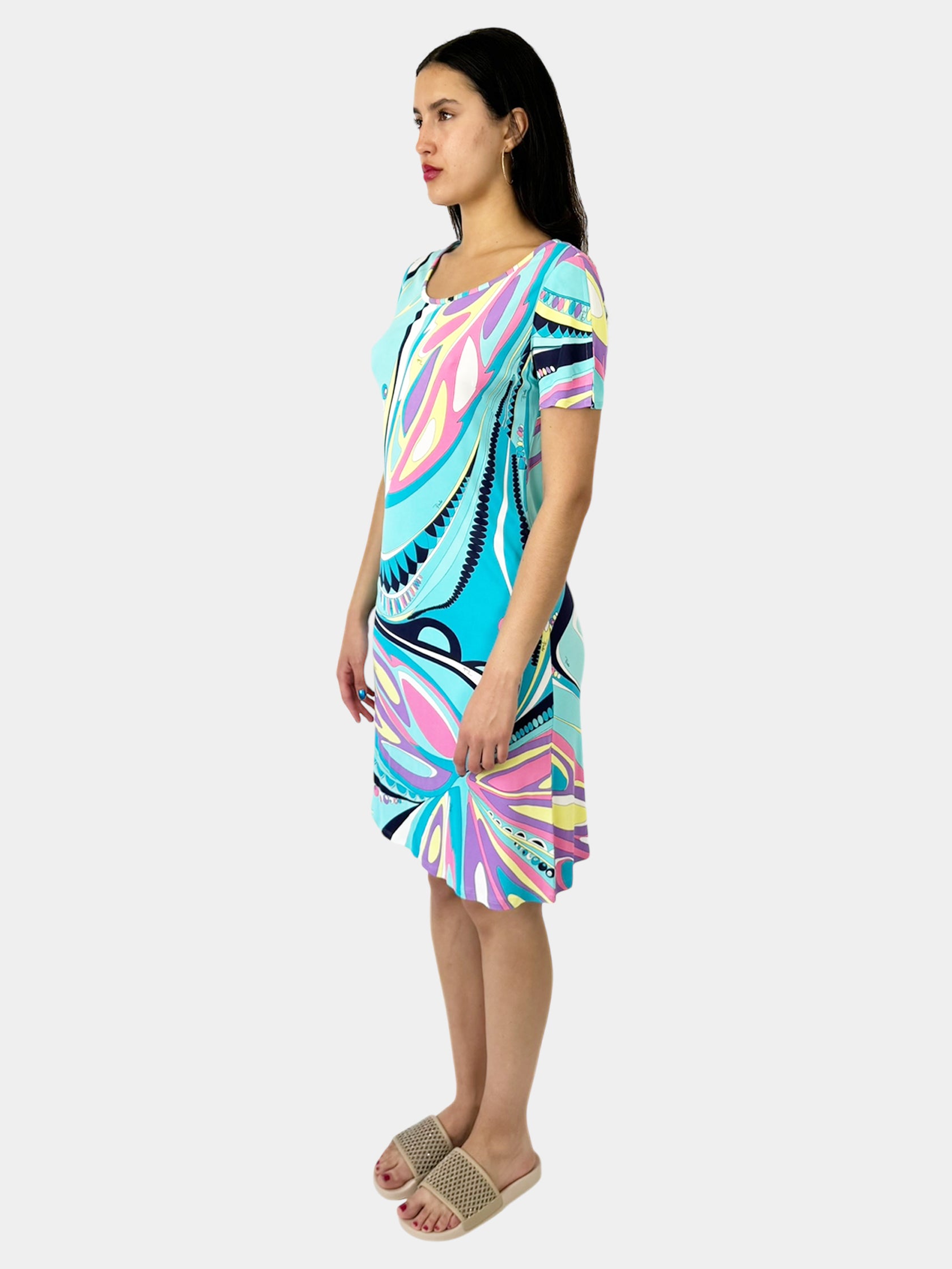 Abstract Print Scoop Neck Dress