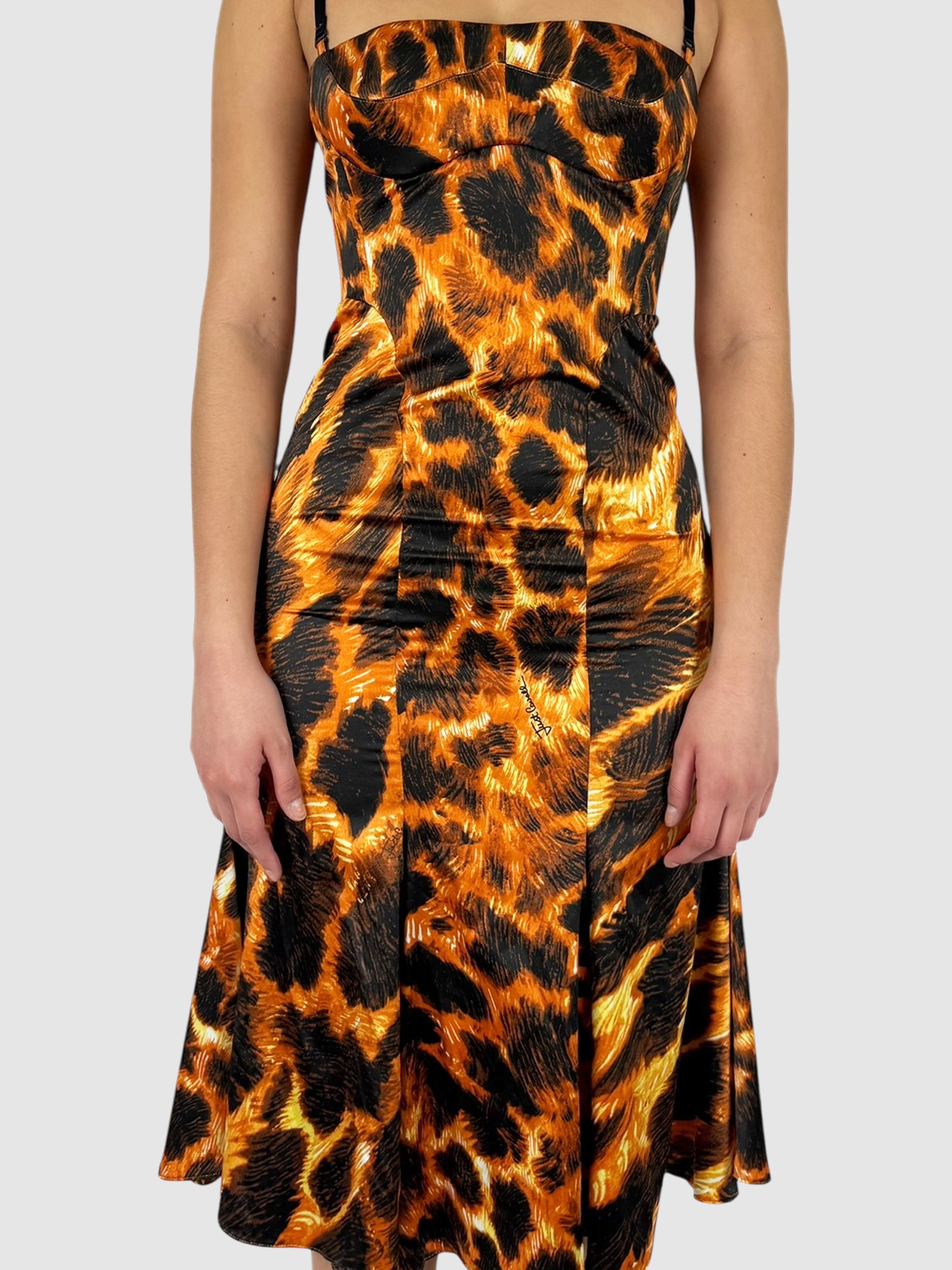 Giraffe Print Satin Dress