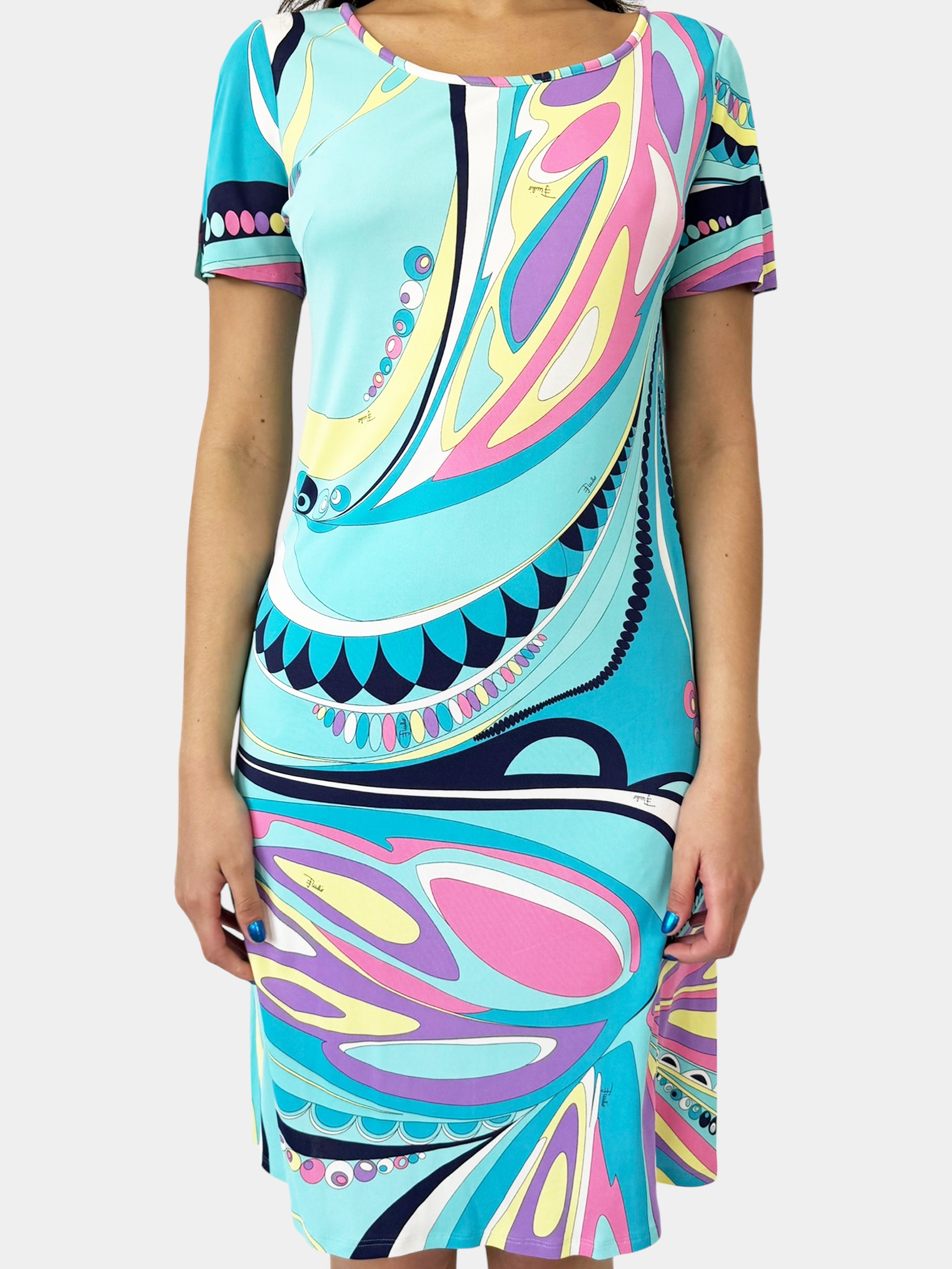 Abstract Print Scoop Neck Dress