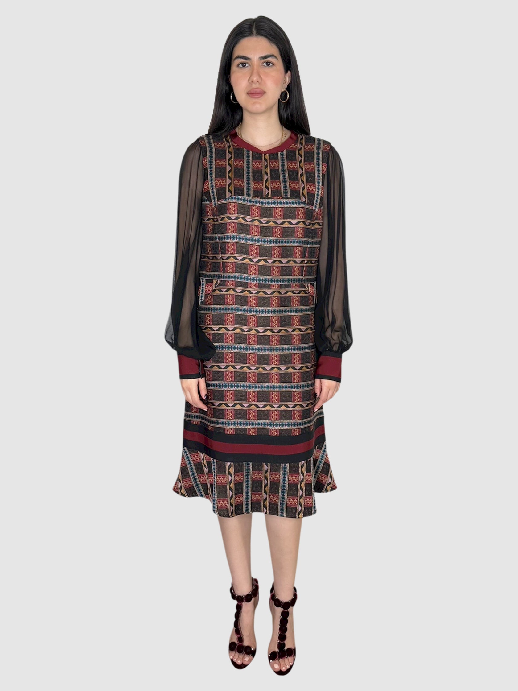 Fluted Jacquard Dress