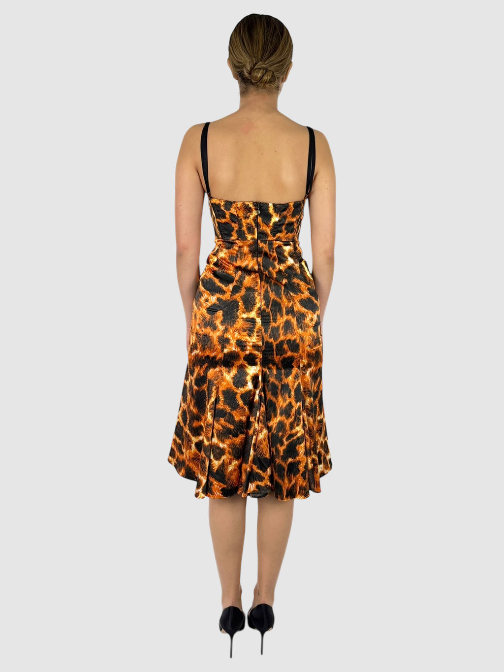 Giraffe Print Satin Dress
