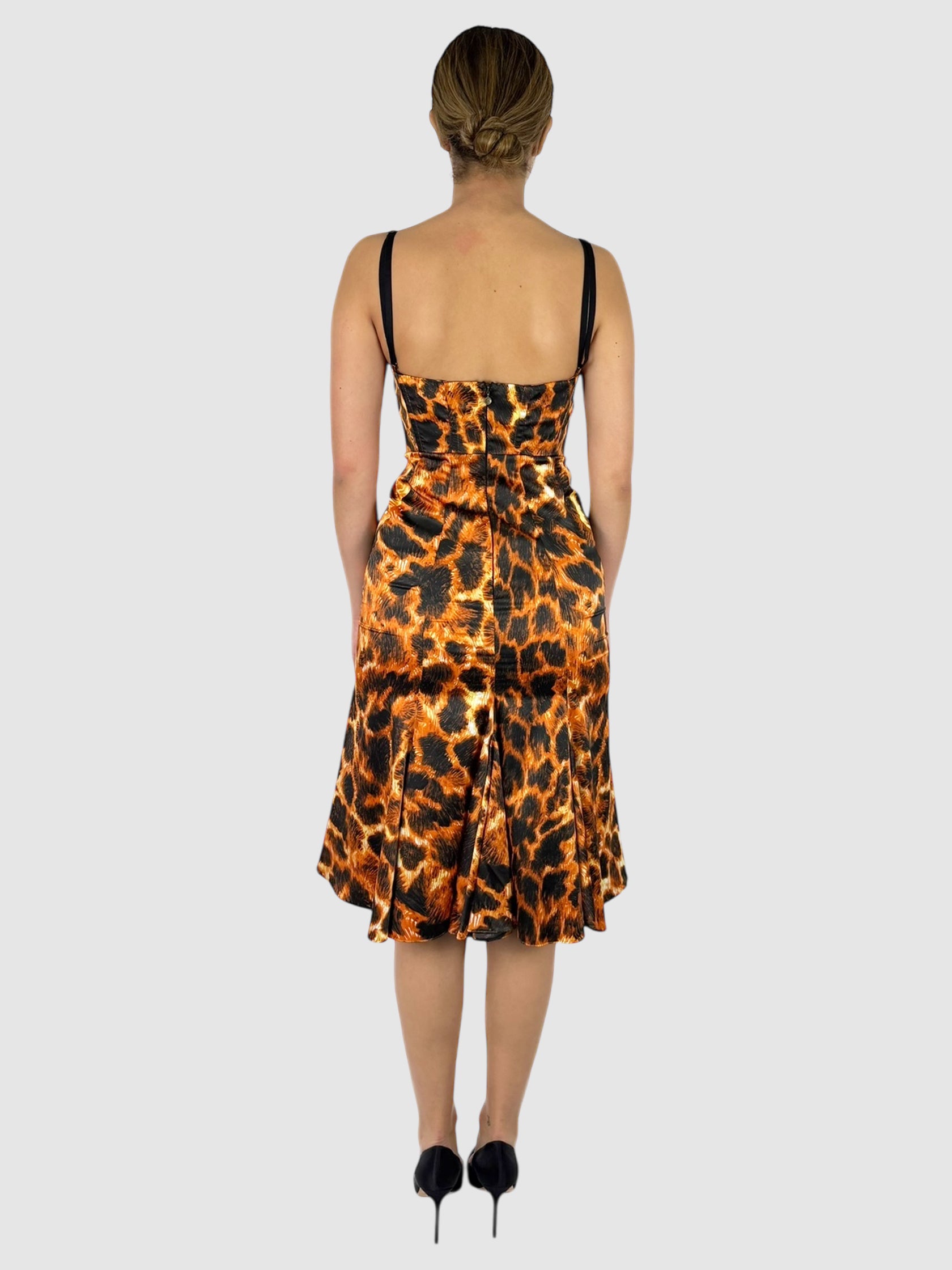Giraffe Print Satin Dress