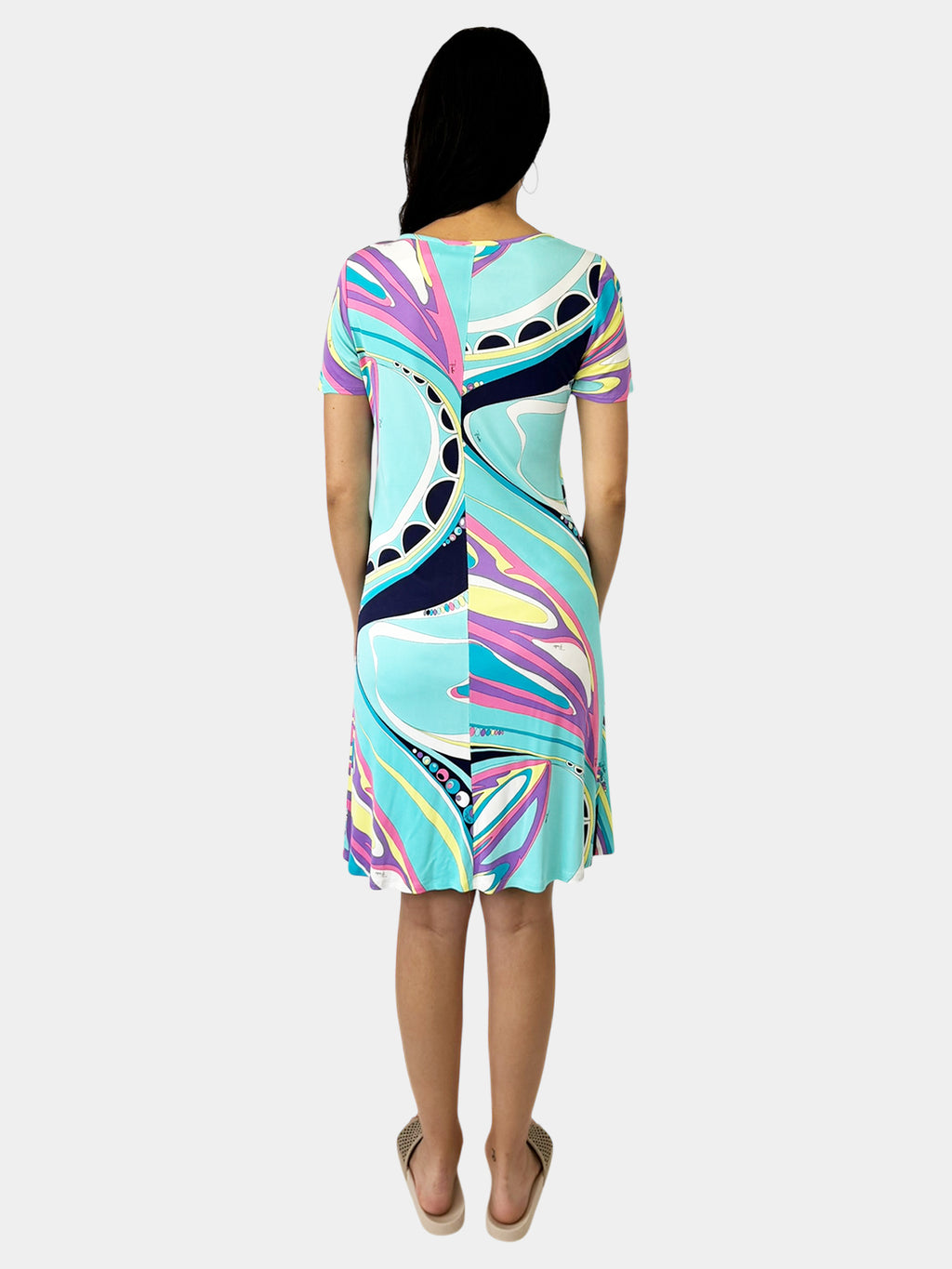 Abstract Print Scoop Neck Dress
