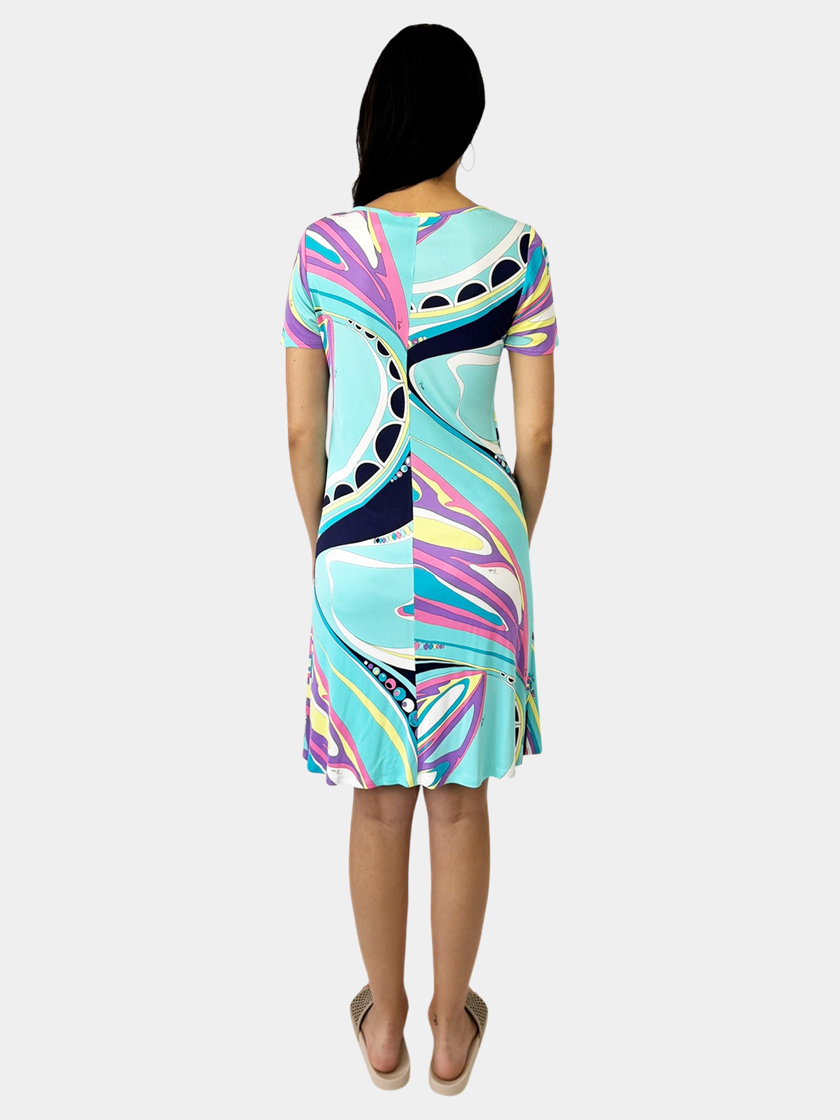 Abstract Print Scoop Neck Dress