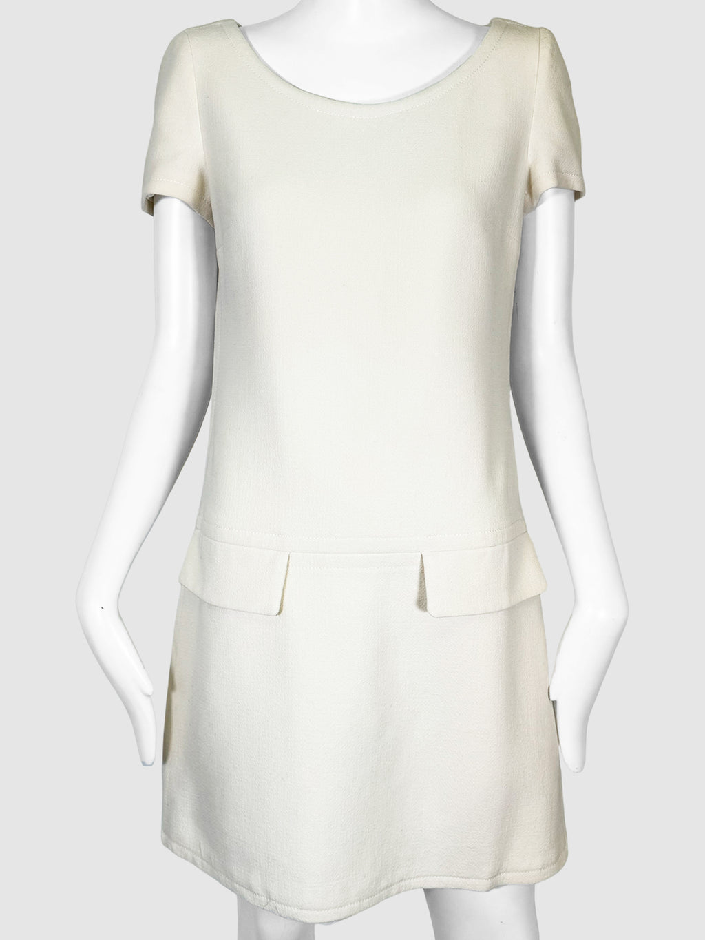 Short Sleeve Wool Dress - Size 42