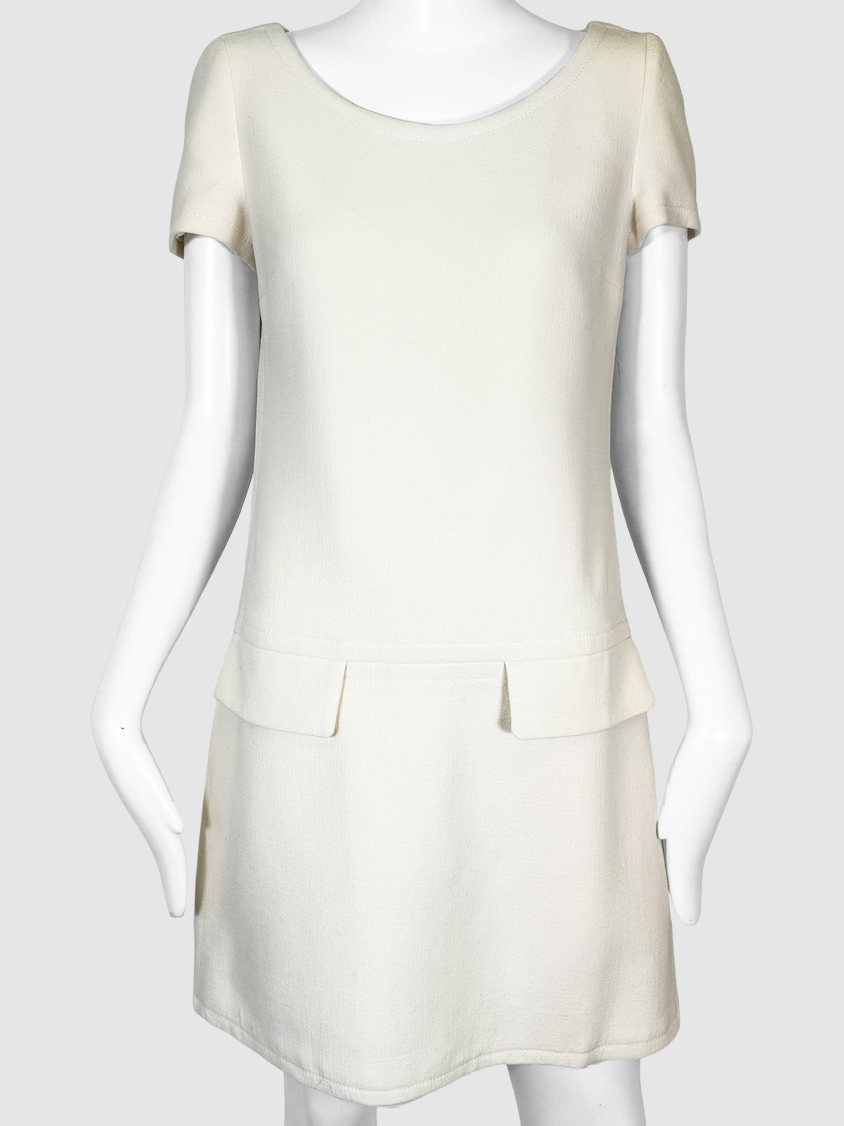 Short Sleeve Wool Dress - Size 42