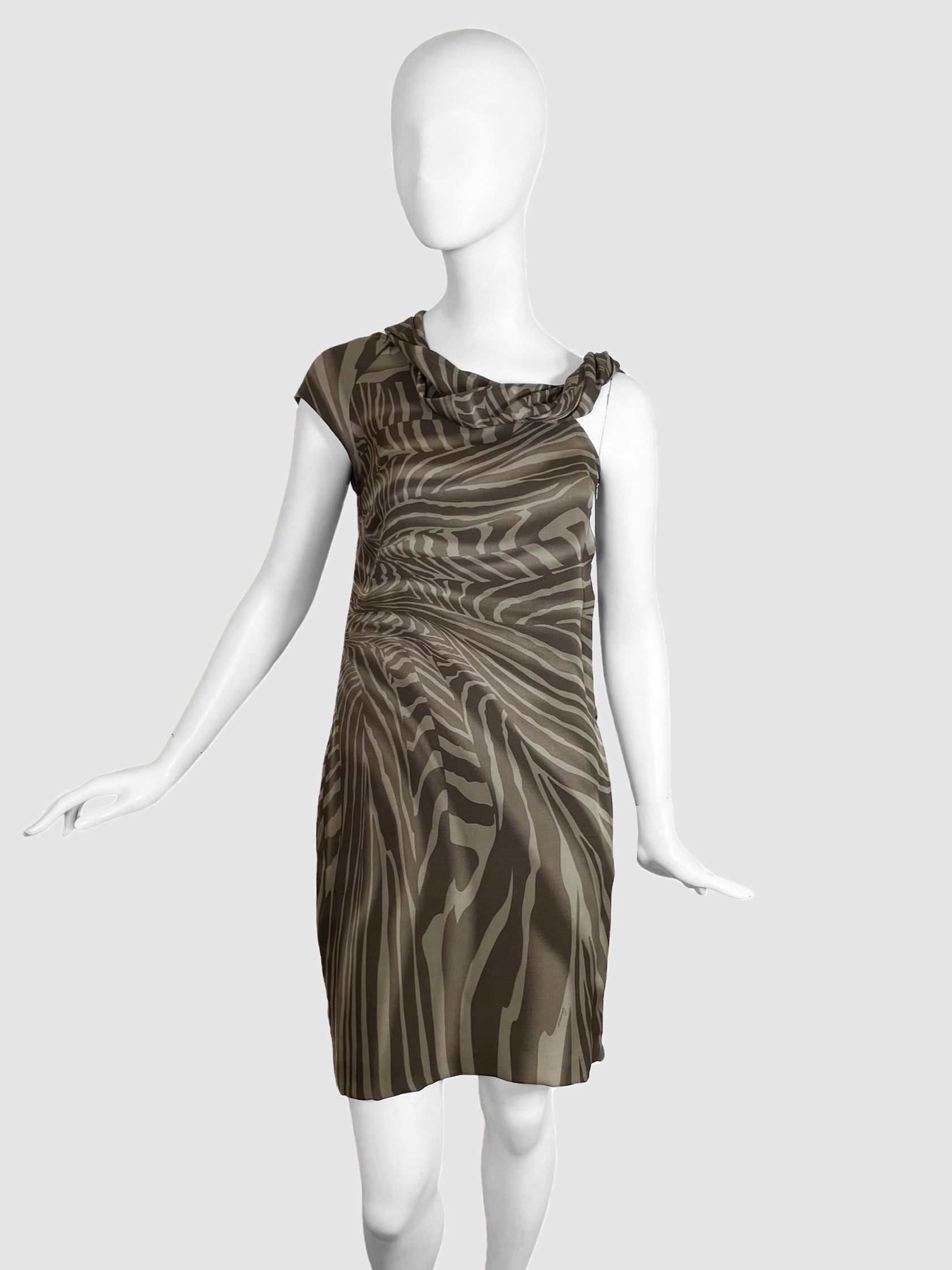 Asymmetrical Silk Mini Dress - Size S