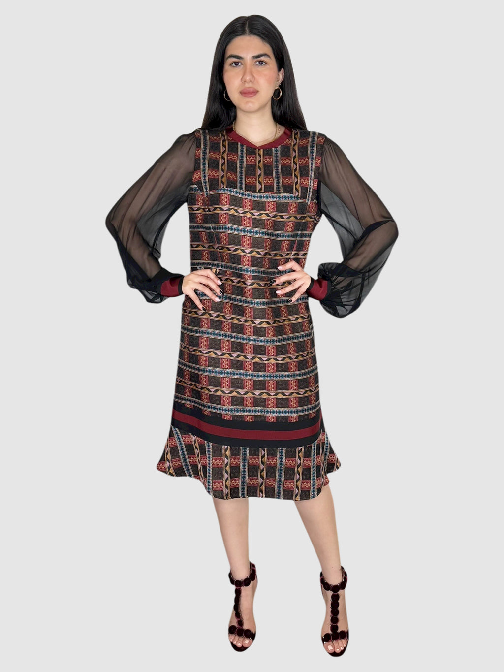 Fluted Jacquard Dress