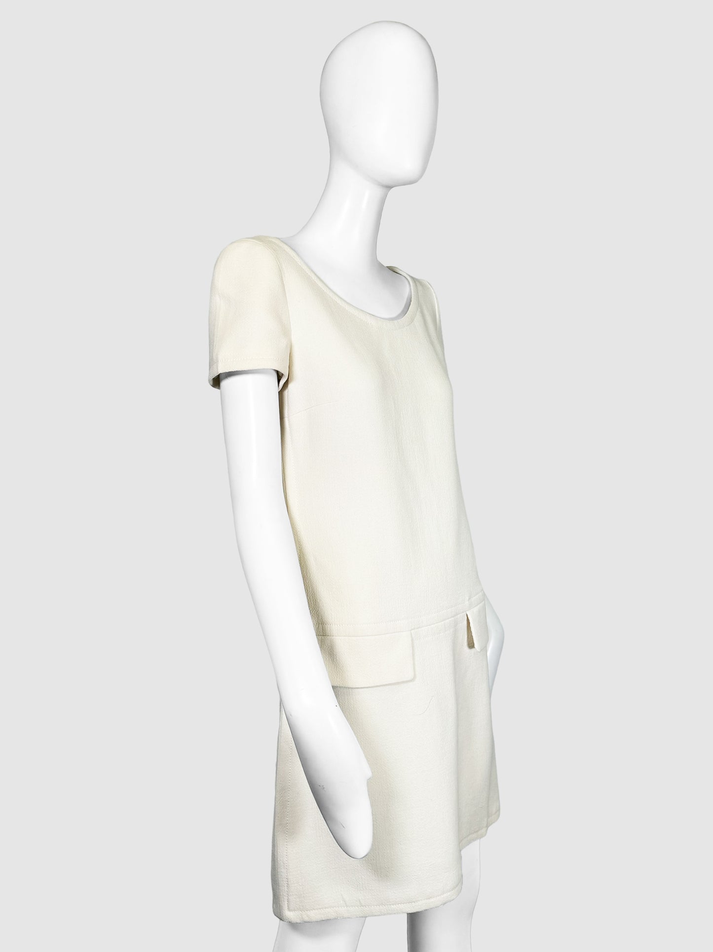 Short Sleeve Wool Dress - Size 42