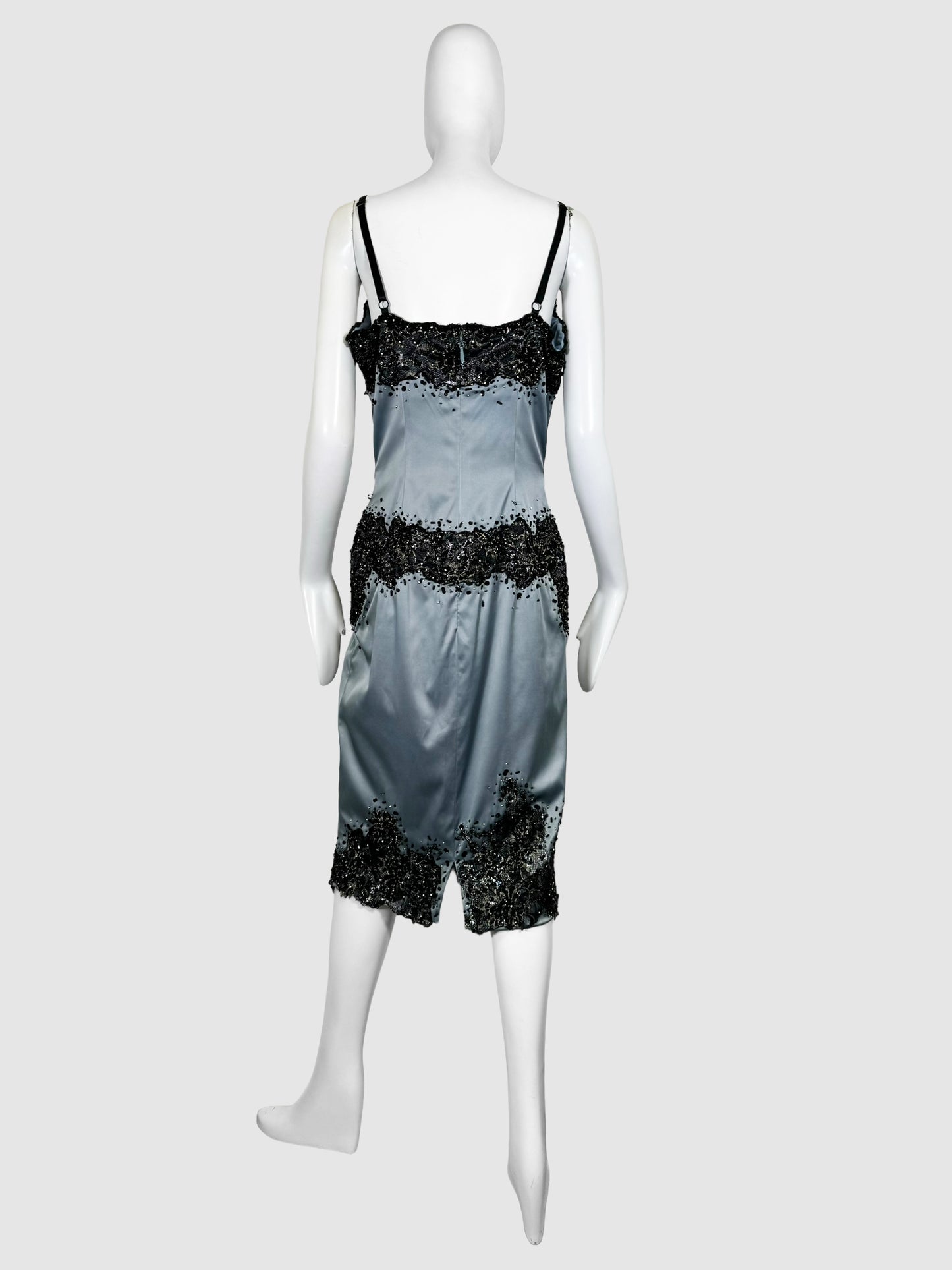 Sequin Embellished Satin Dress - Size 12