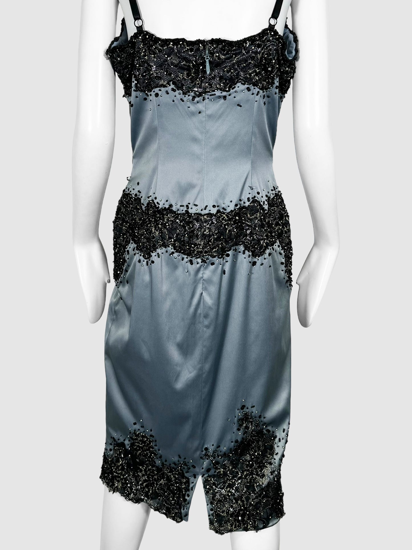 Sequin Embellished Satin Dress - Size 12