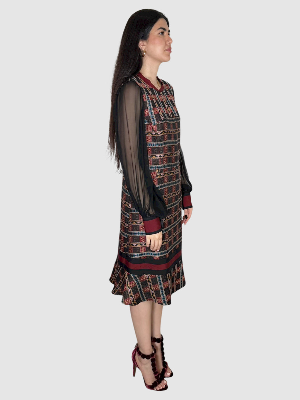 Fluted Jacquard Dress